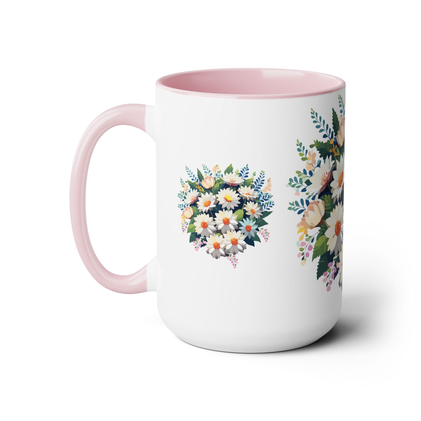 Taza de café de dos tonos con flores