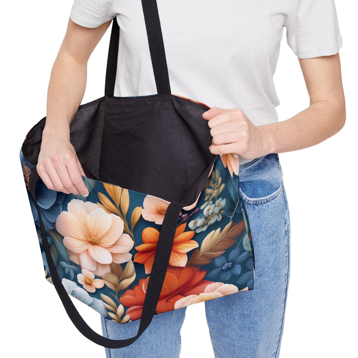 Floral Print Poly Canvas Weekender Bag 16