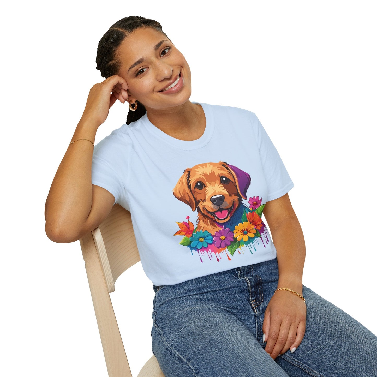 Unisex Dog Shirt With Animals Tee Softstyle Gildan 64000 Comfort Fit