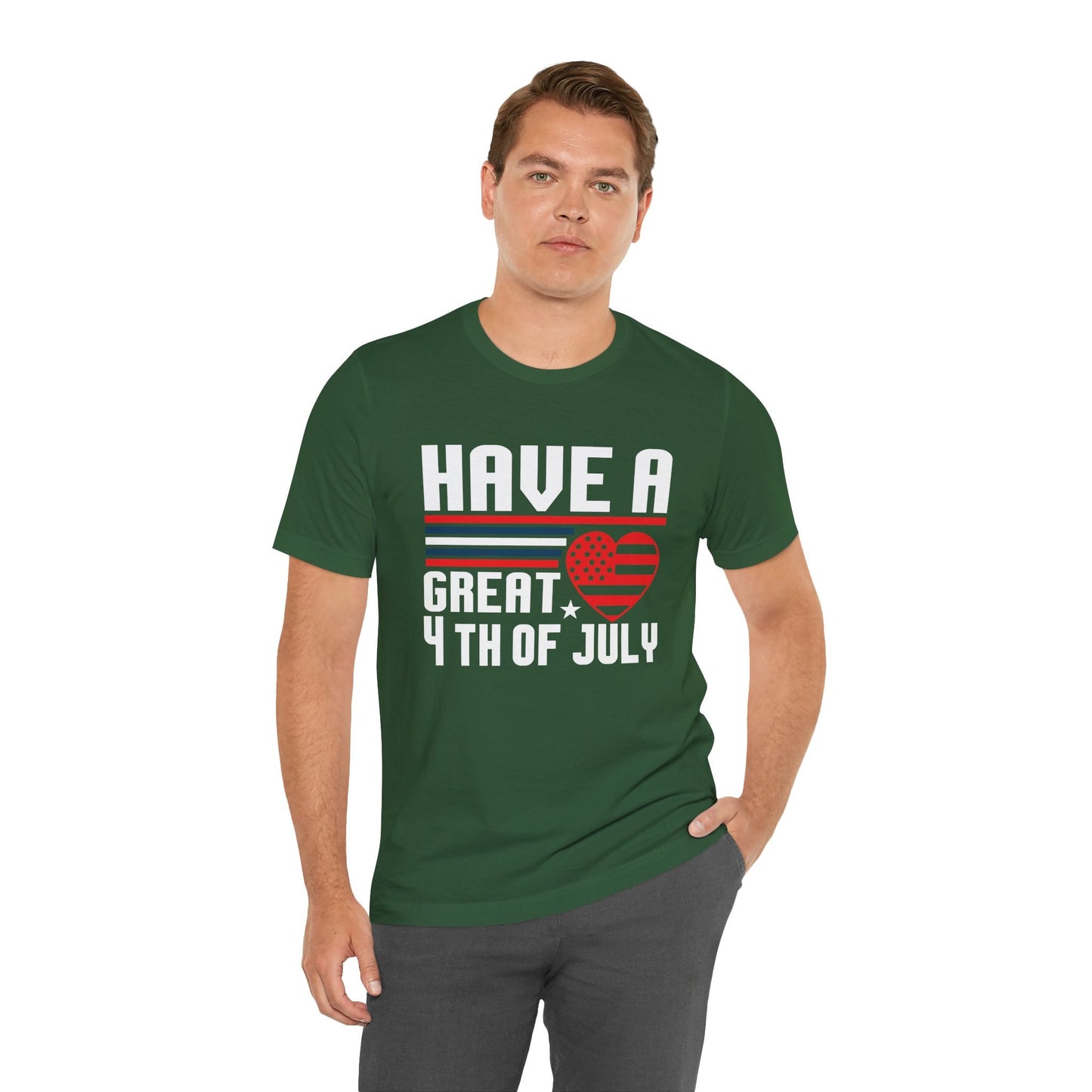 4th of July American Flag Graphic Unisex Cotton T-Shirt 020