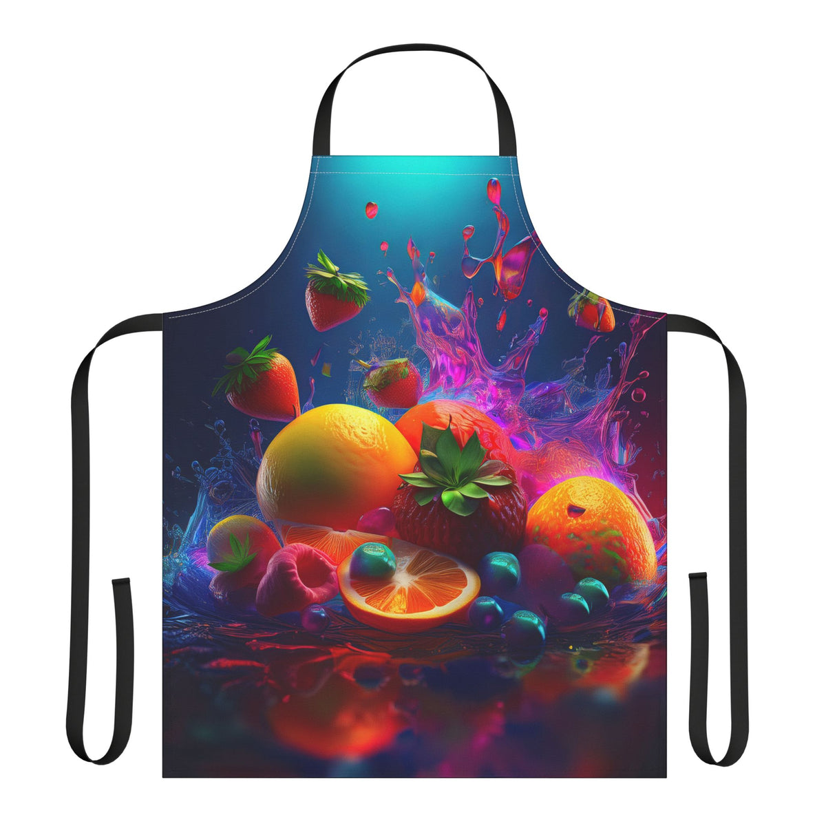 Vibrant Fruit Splash Apron Stain-resistant 31.5 x 25.6 | Art Print Canvas Apron 3