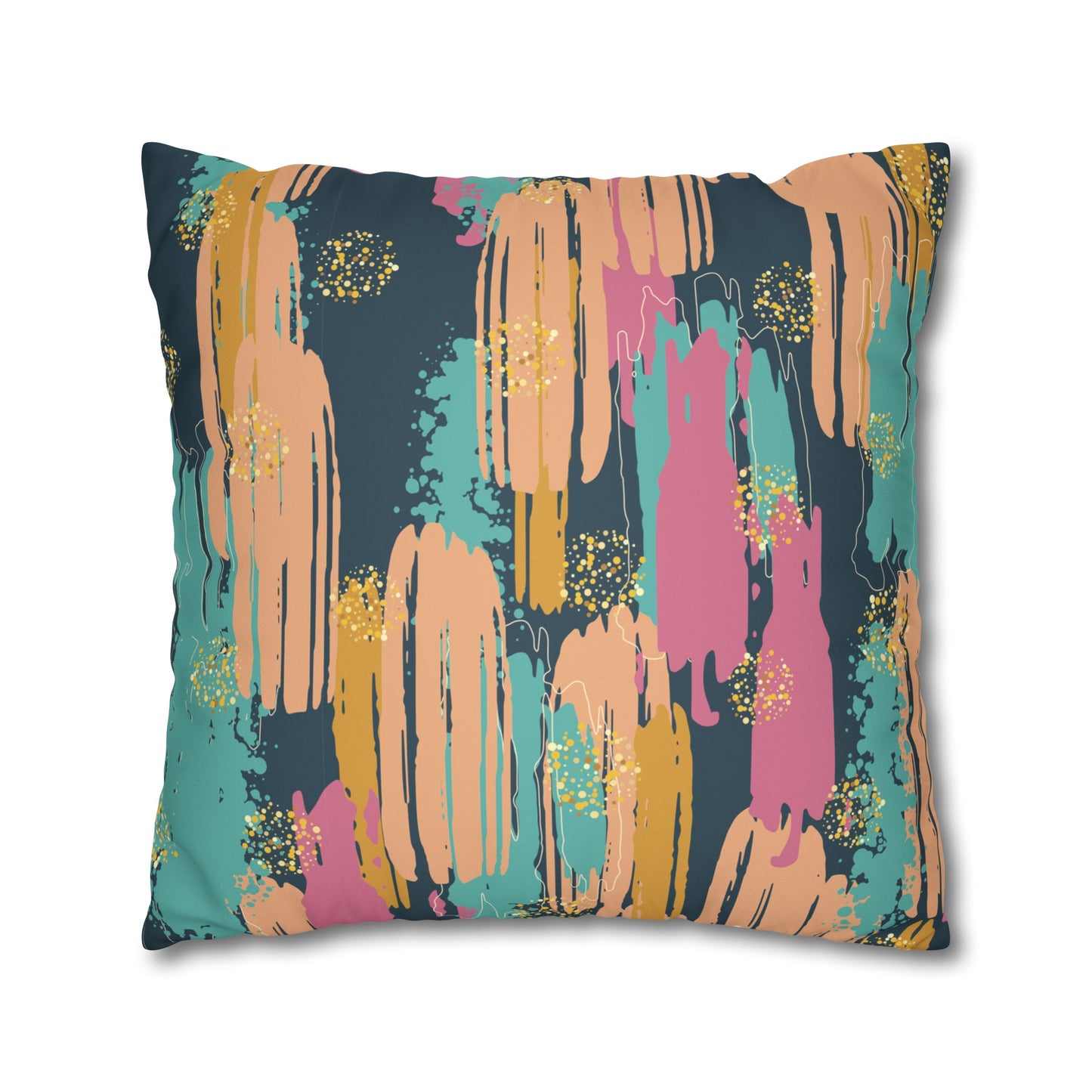 Faux Suede Pillowcase with Abstract print