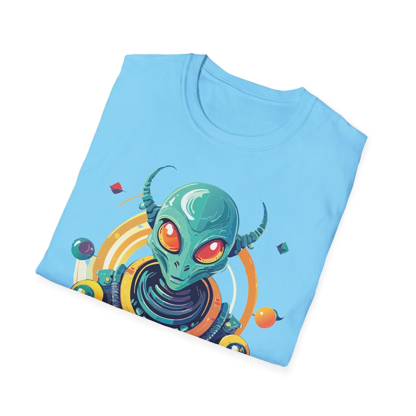 Alien Cosmos T Shirt Unisex Softstyle Cotton Tee With Alien Art Design Premium Comfort