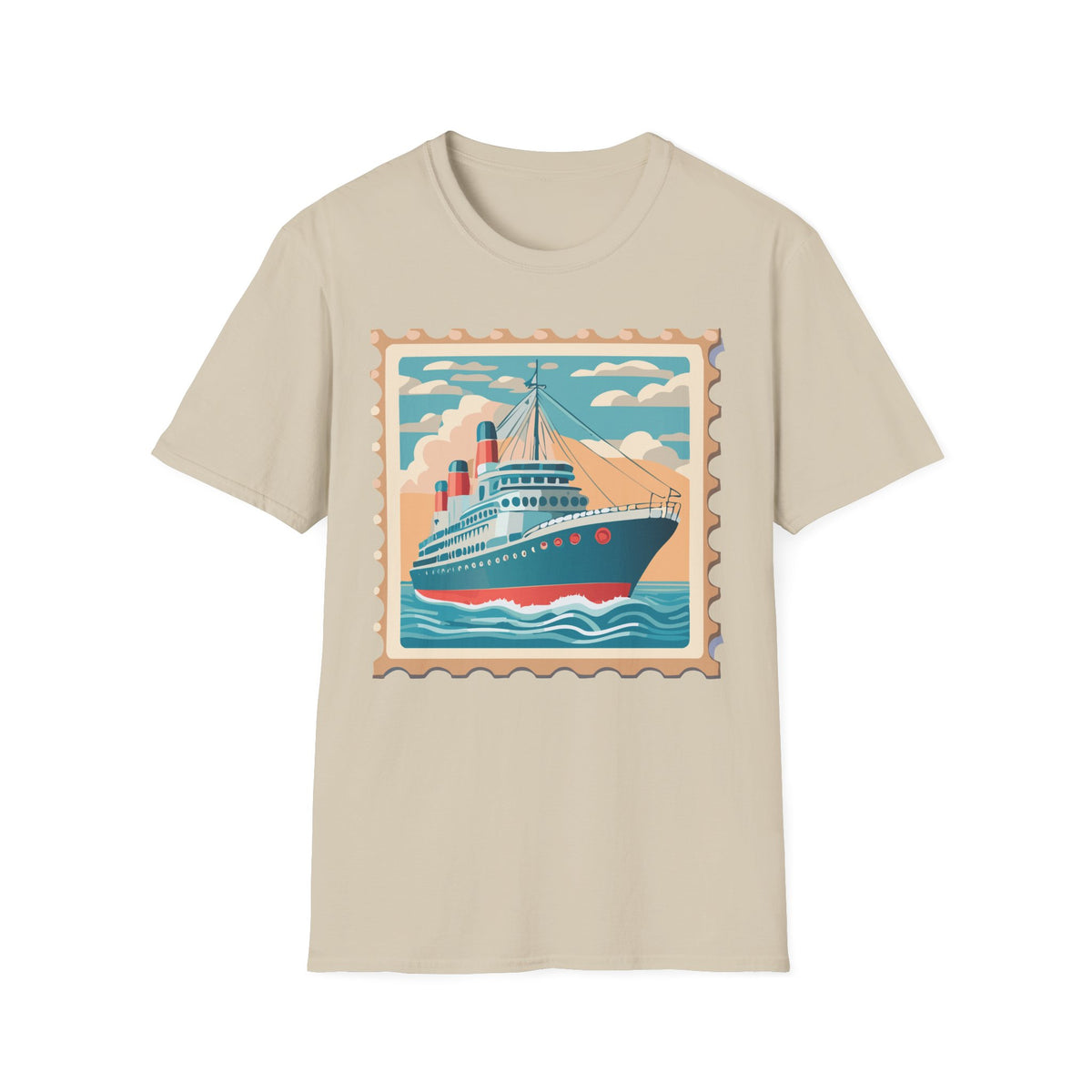 Vintage Ocean Liner Stamp T-Shirt | Retro Cruise Ship Tee