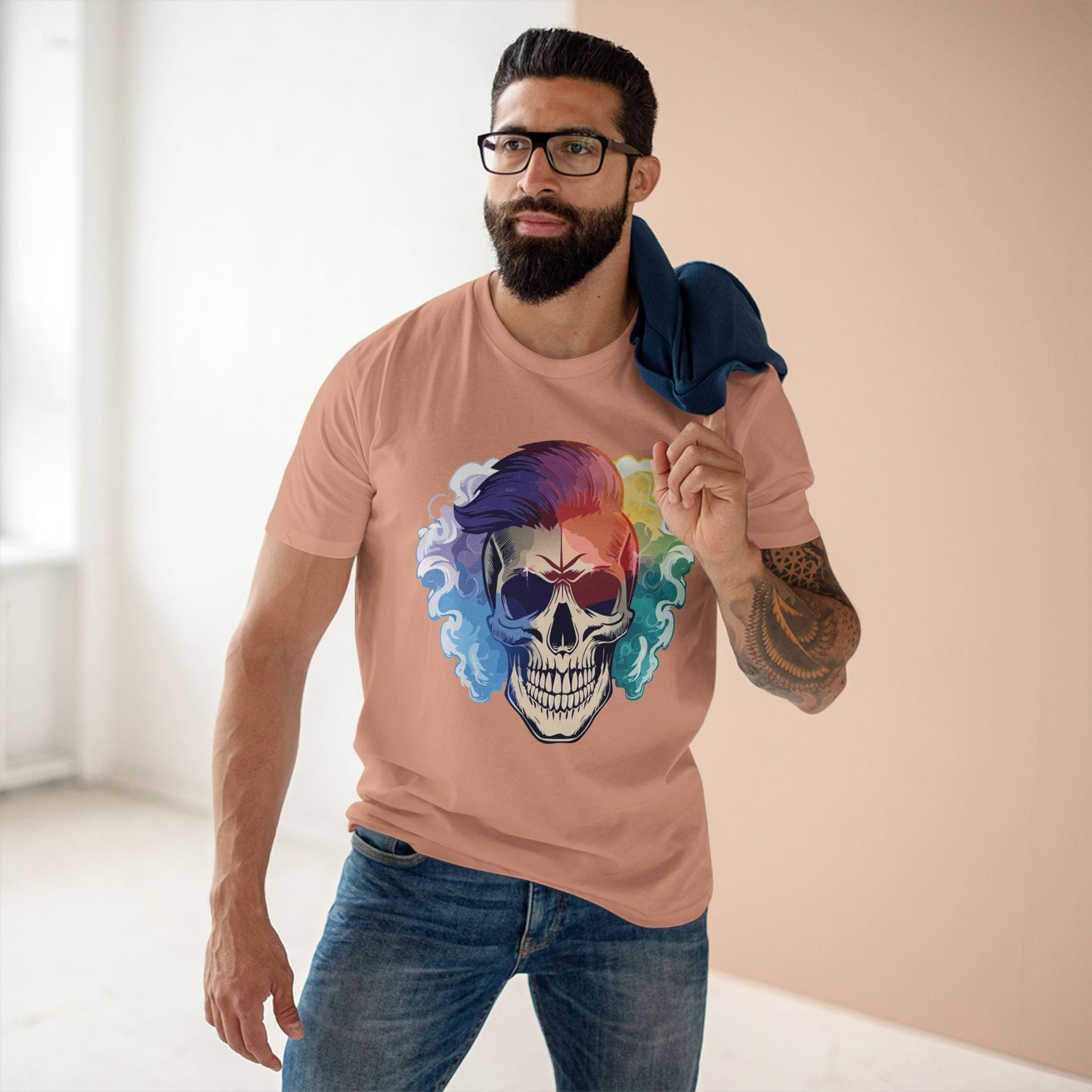 Retro2Nova Skull Shirt Unisex Premium Cotton Tee With Original Art Design Skeleton Graphic