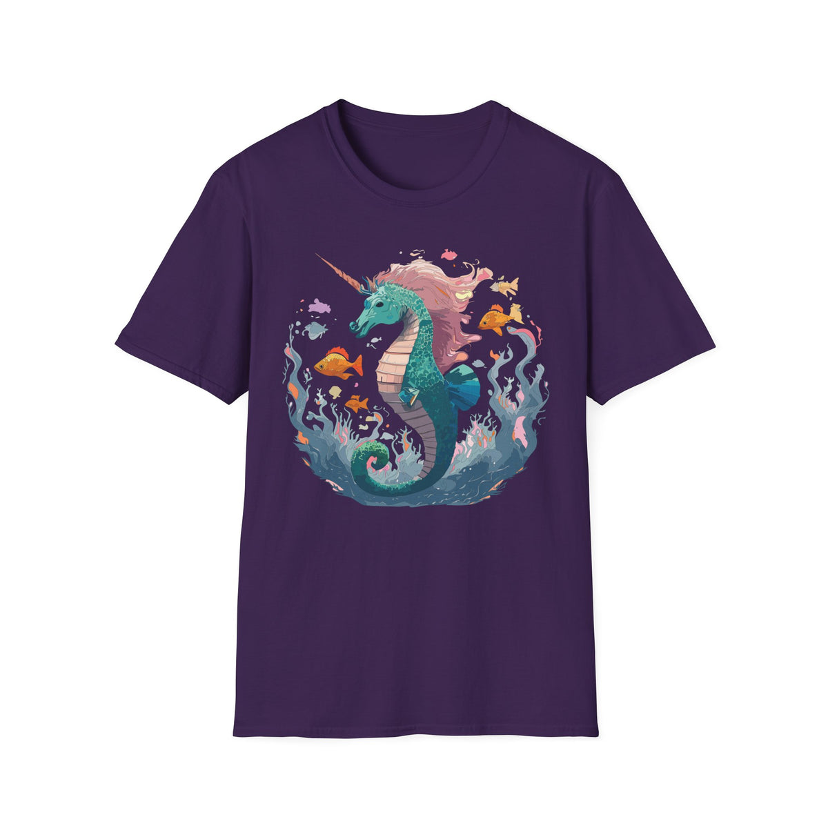 Sea Unicorn Seahorse Illustration T-Shirt | Mermaid Ocean Fantasy