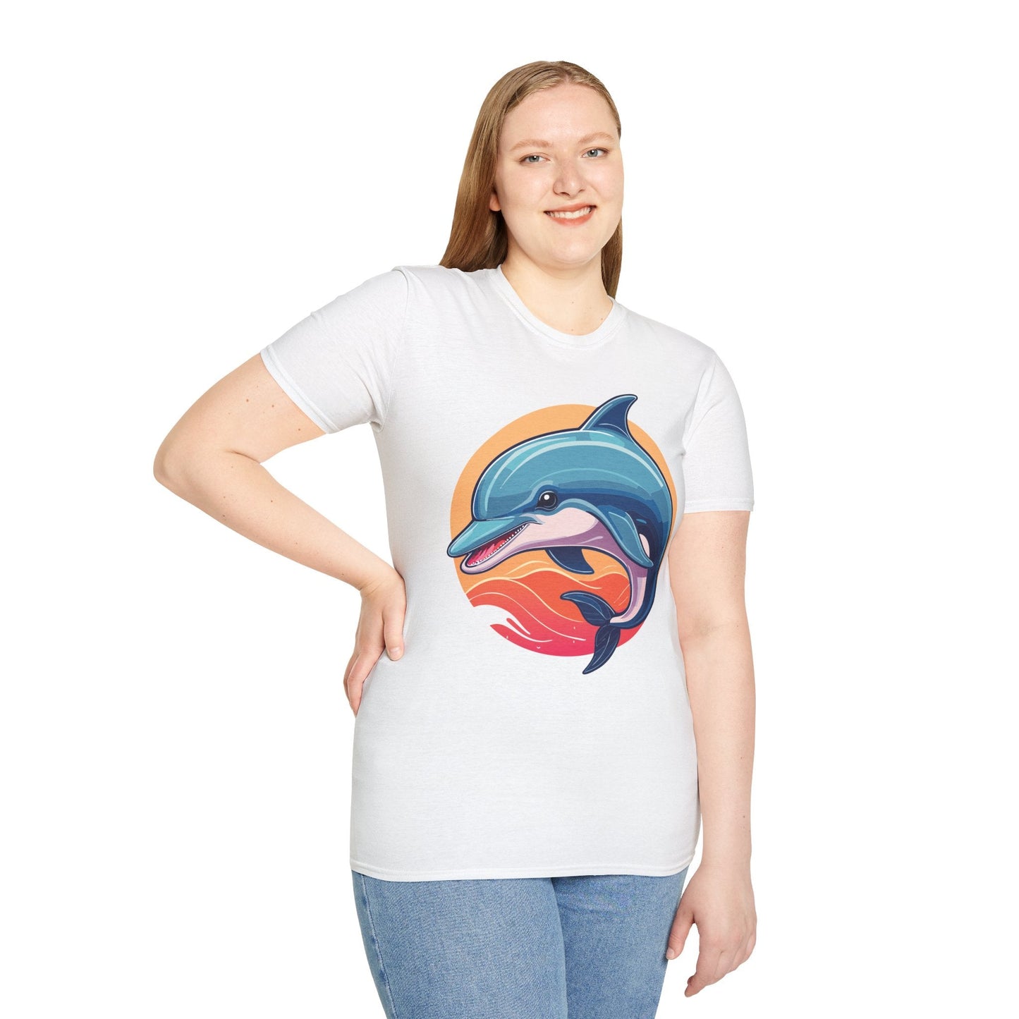 Unisex Dolphin Shirt Gildan Softstyle 64000 Tee 100 Percent Ring Spun Cotton Breathable Comfort