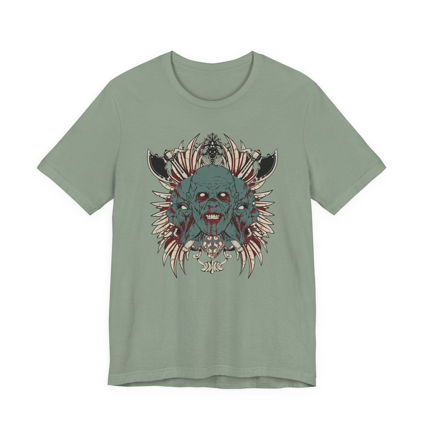 Zombie Skull Mandala T-Shirt Horror Graphic Tee, Gothic Skull Art-54-2