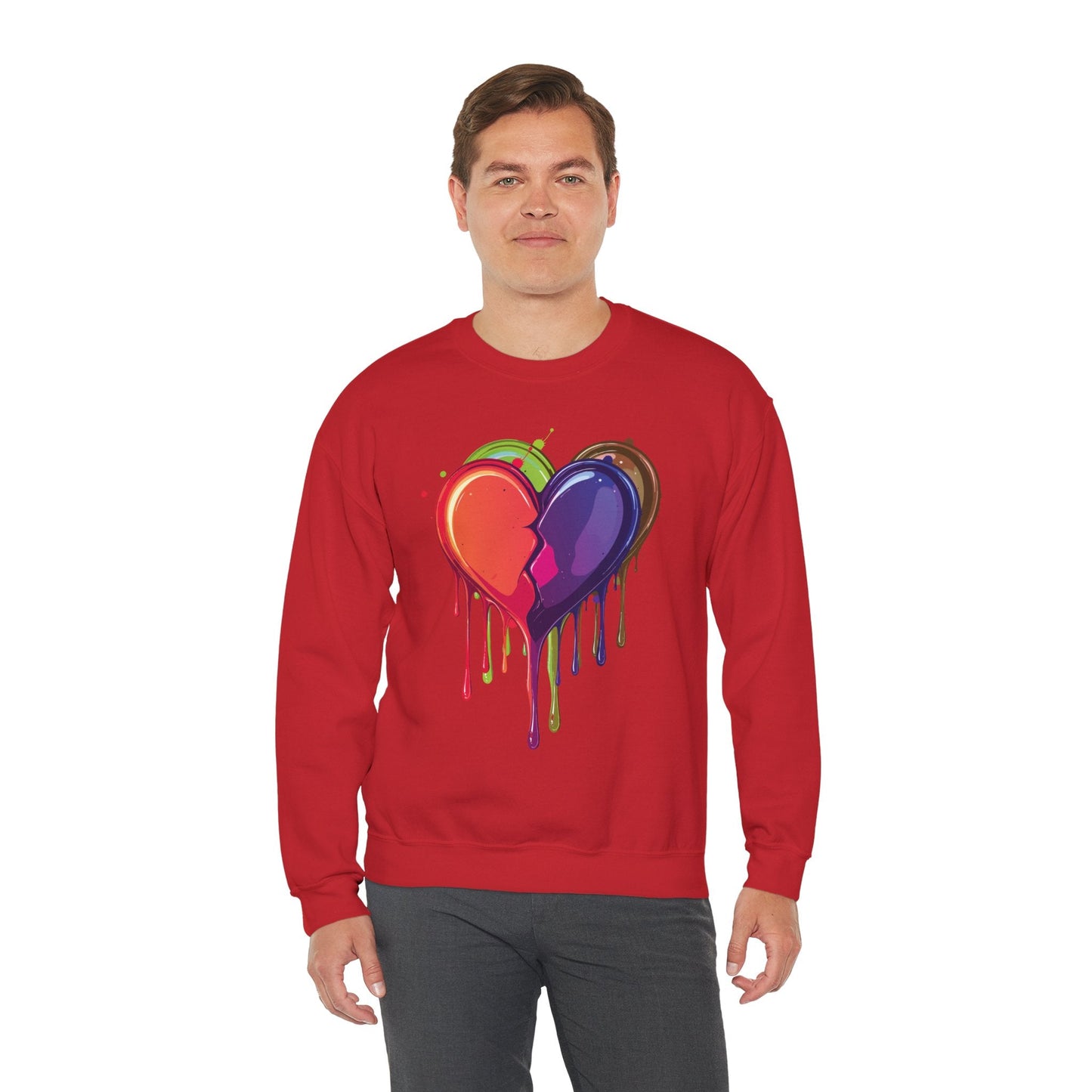 Unisex Double Heart Sweatshirt Valentines Day Love Theme Big Heart Design