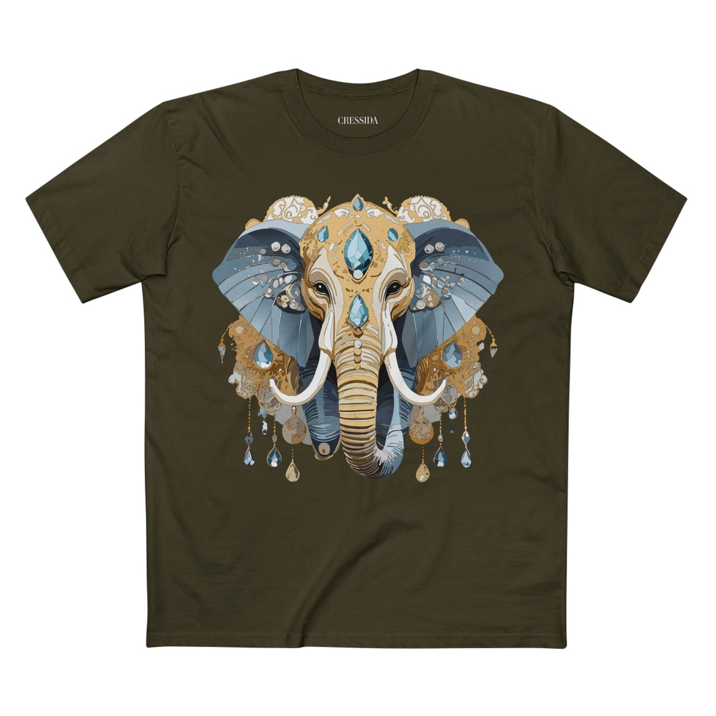 Elephant Graphic Unisex 100 Cotton Tee With Unique Animal Golden Medallion Art Design 35