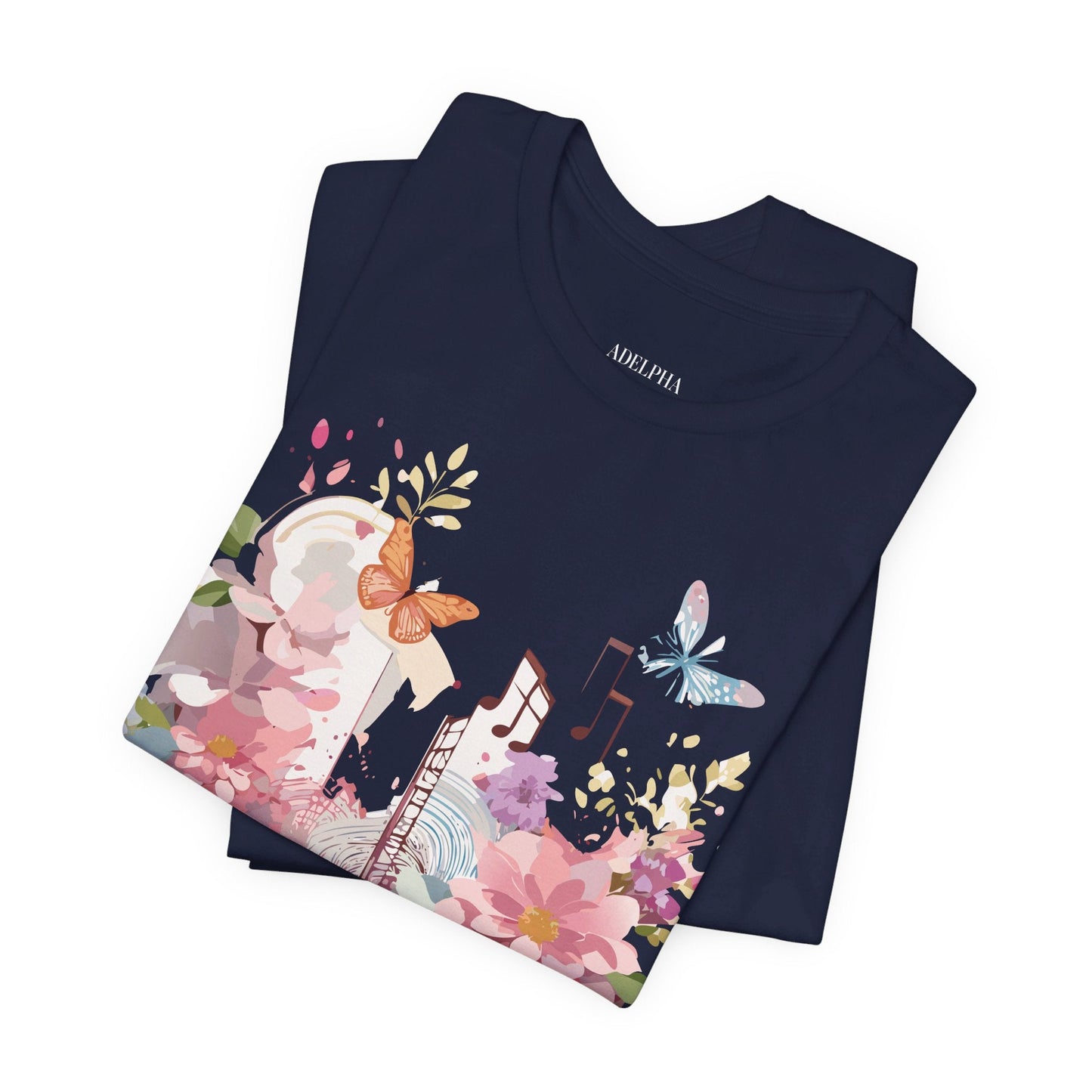 Music Graphic Unisex 100 Cotton Vintage Art with Musical Elements Tee 121