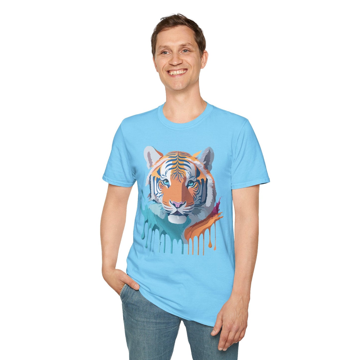 Tiger Print Shirt Unisex Softstyle Tee 100 Percent Ring Spun Cotton