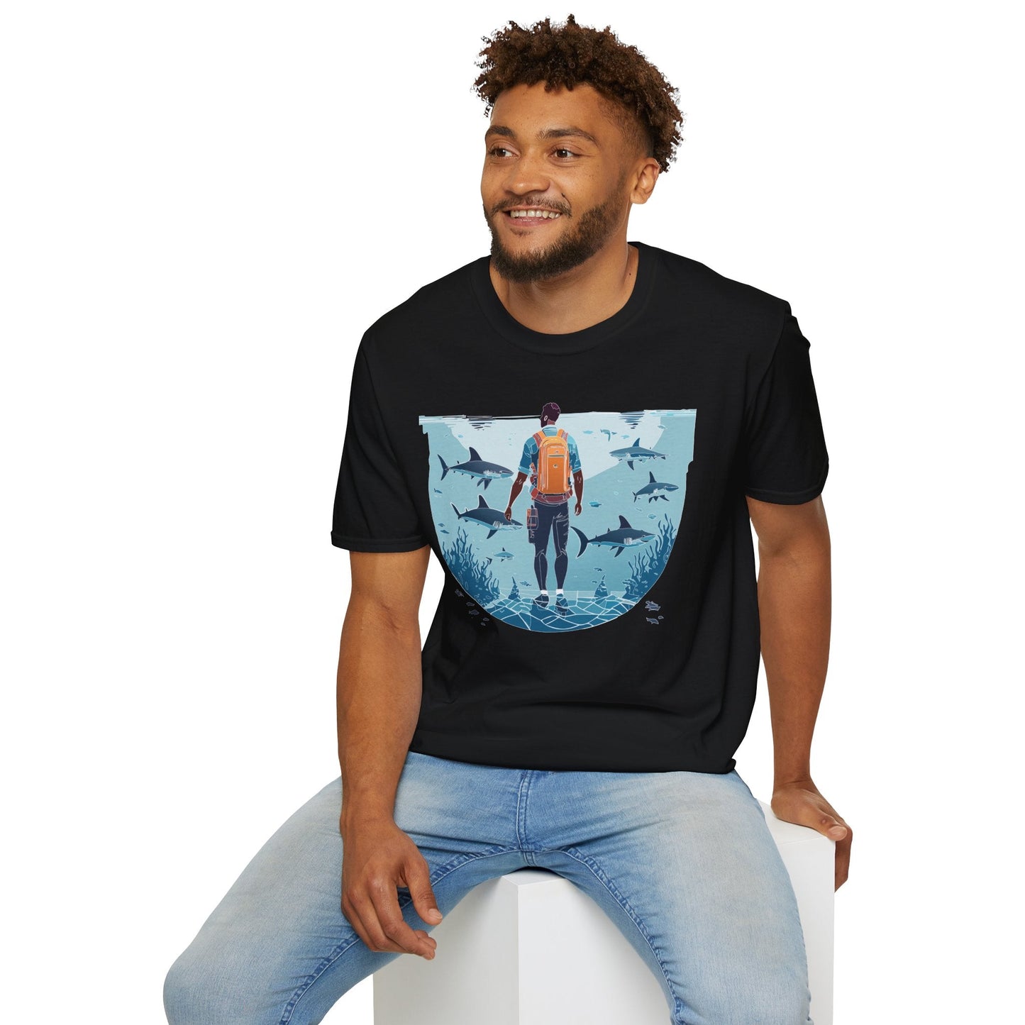 Ocean Tee Shirt Unisex Softstyle T Shirt With Ocean Art Design U Boat Theme Graphic Artwork Edition