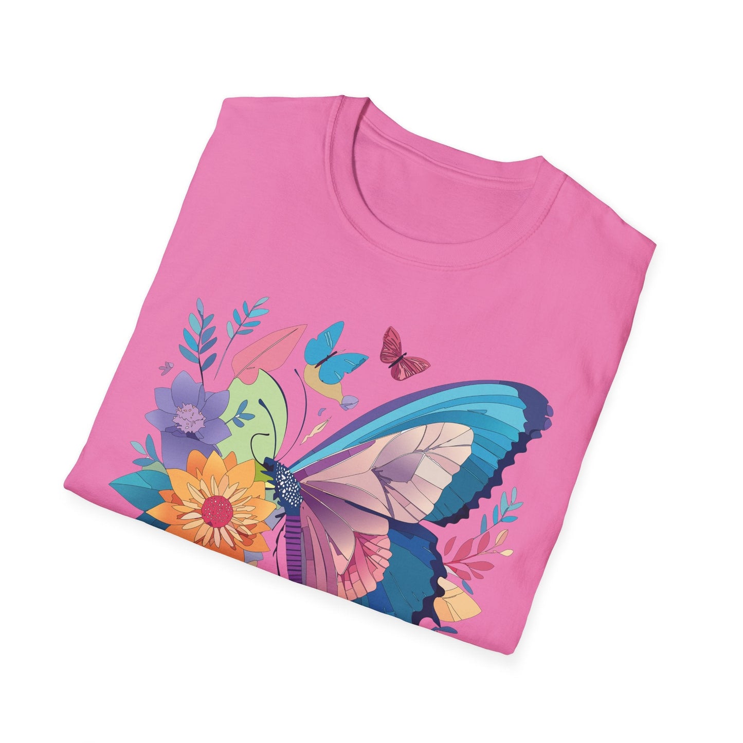 Gildan Butterfly T Shirt Unisex Softstyle 64000 Monarch Print Lightweight Breathable Cotton Tee