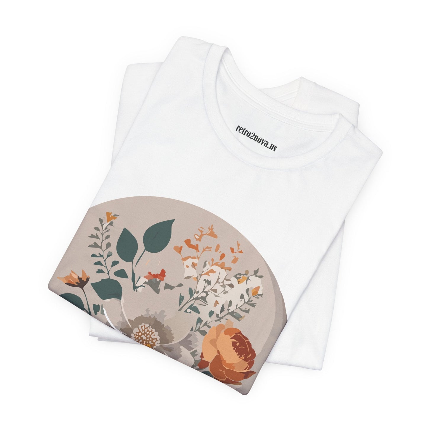 Retro2Nova Floral Shirt Unisex Short Sleeve Tee Lightweight Breathable Cotton Blend Jersey