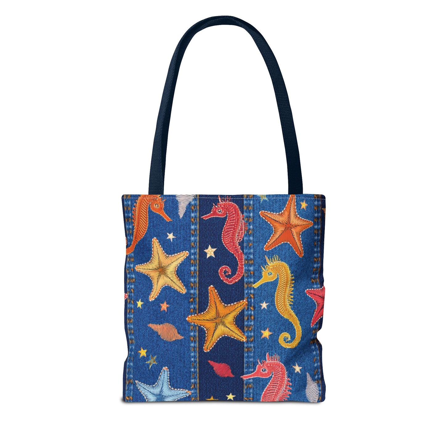 Denim Fabric Imitation Print Unisex Canvas Bag Poly Spun 3 Sizes Tote Bag 182-21