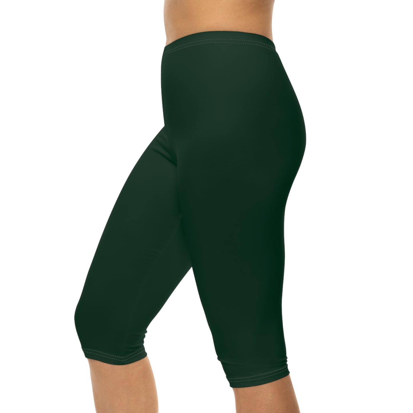 Evergreen Color Women's Brushed Suede Poly Span Casual Capri Leggings XS-2XL