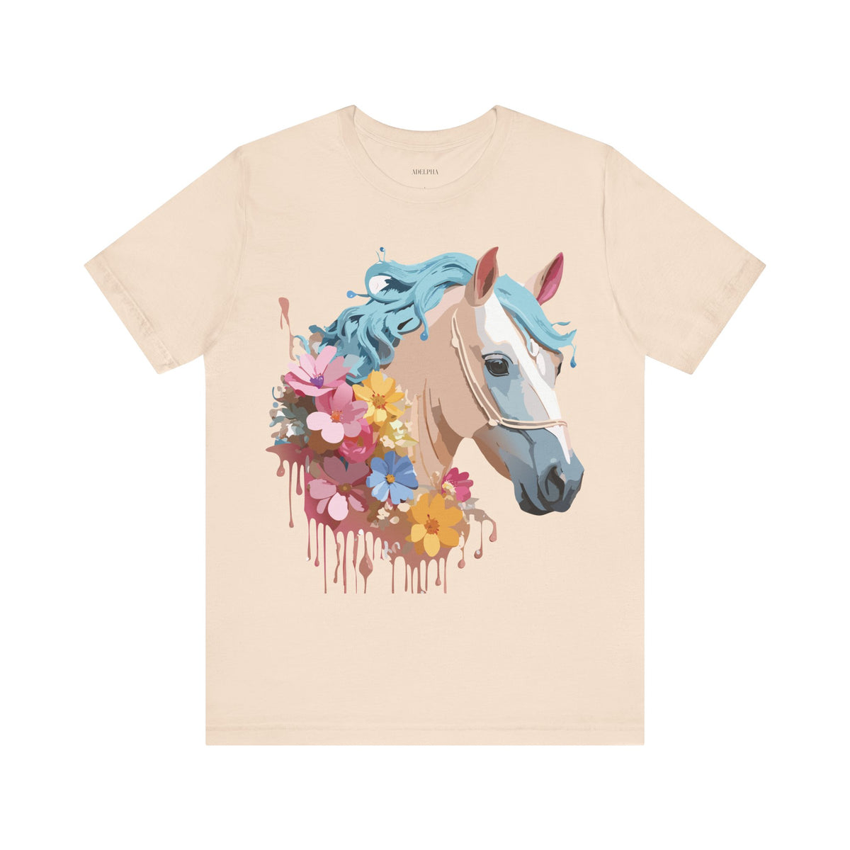 Horse Graphic Unisex Cotton Bella+Canvas Tee with Art Animal Design e306