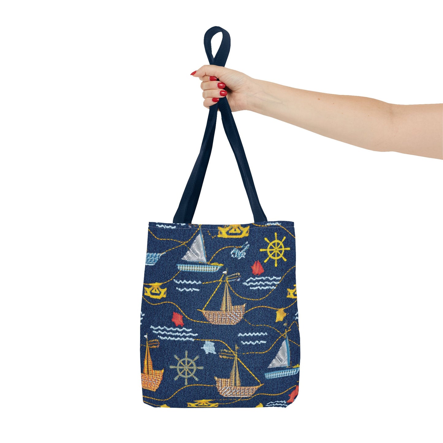 Denim Fabric Imitation Print Unisex Canvas Bag Poly Spun 3 Sizes Tote Bag 182-13