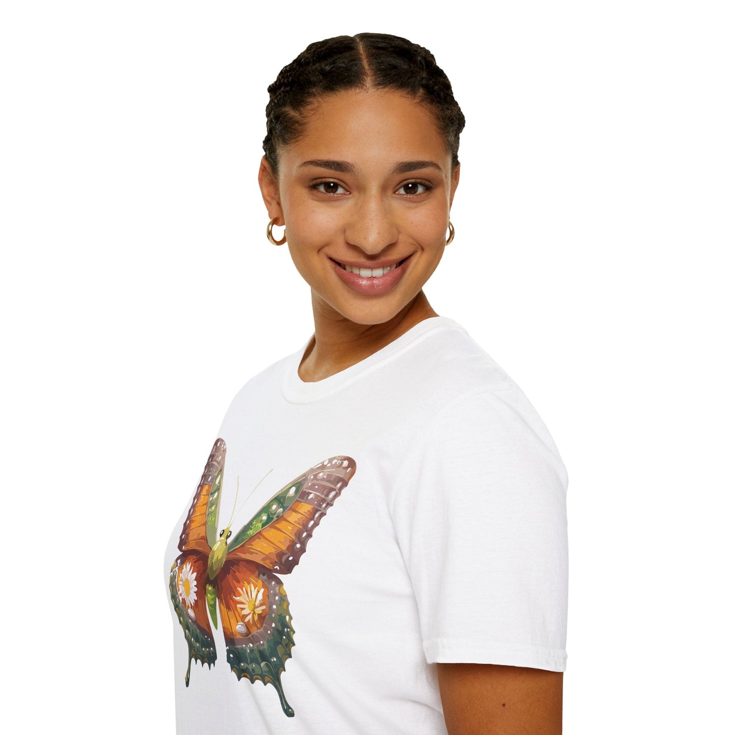 Butterfly T Shirt Unisex Monarch Shirt Gildan Softstyle 64000 100 Percent Ring Spun Cotton
