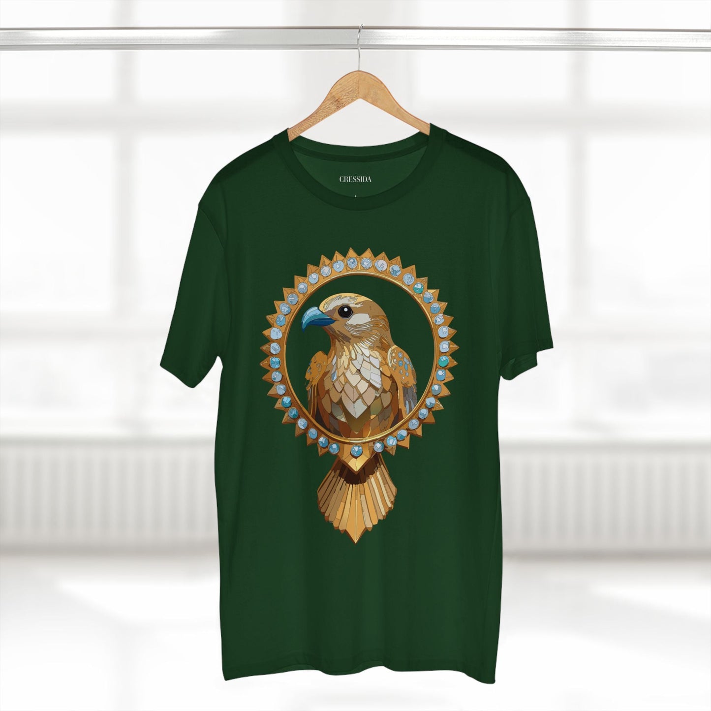 Bird Graphic Unisex 100 Cotton Tee With Unique Animal Golden Medallion Art Design 18