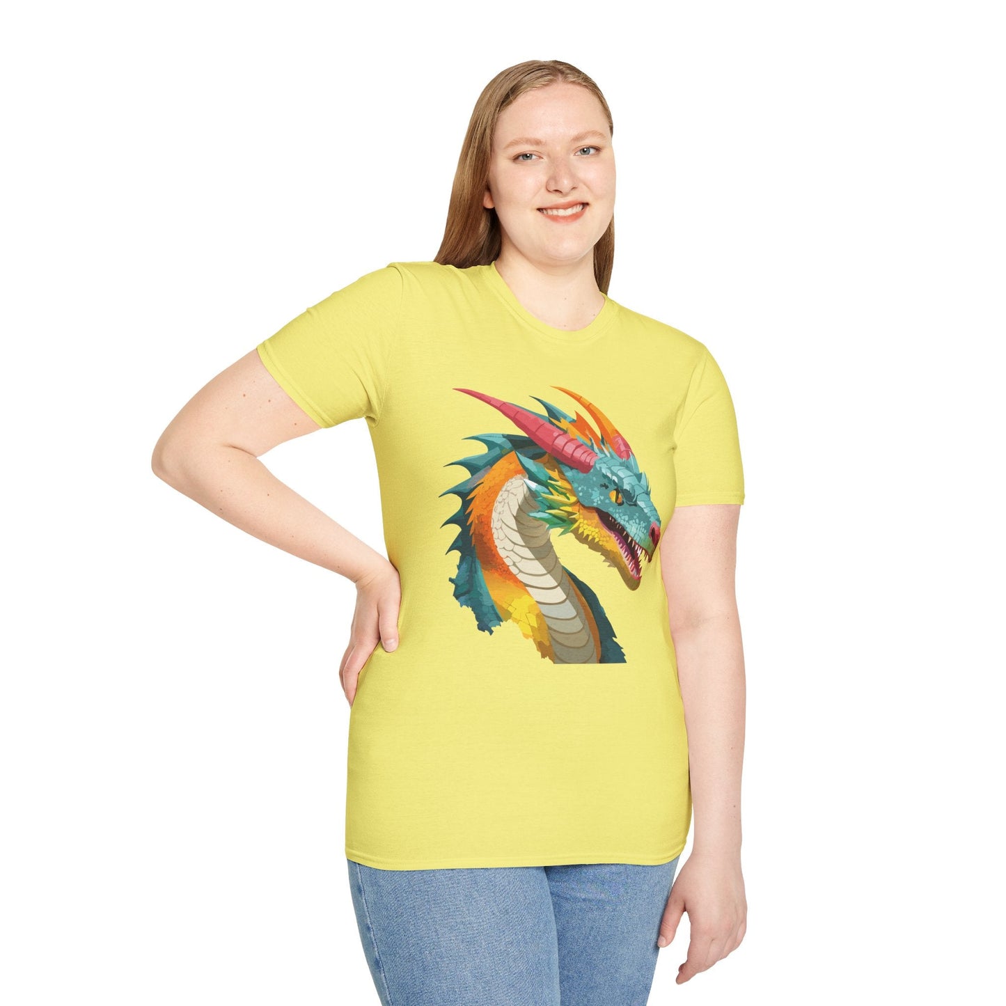Dragon T Shirt Unisex Softstyle Art Design Tee With Animals Theme Gildan 64000 Premium Quality