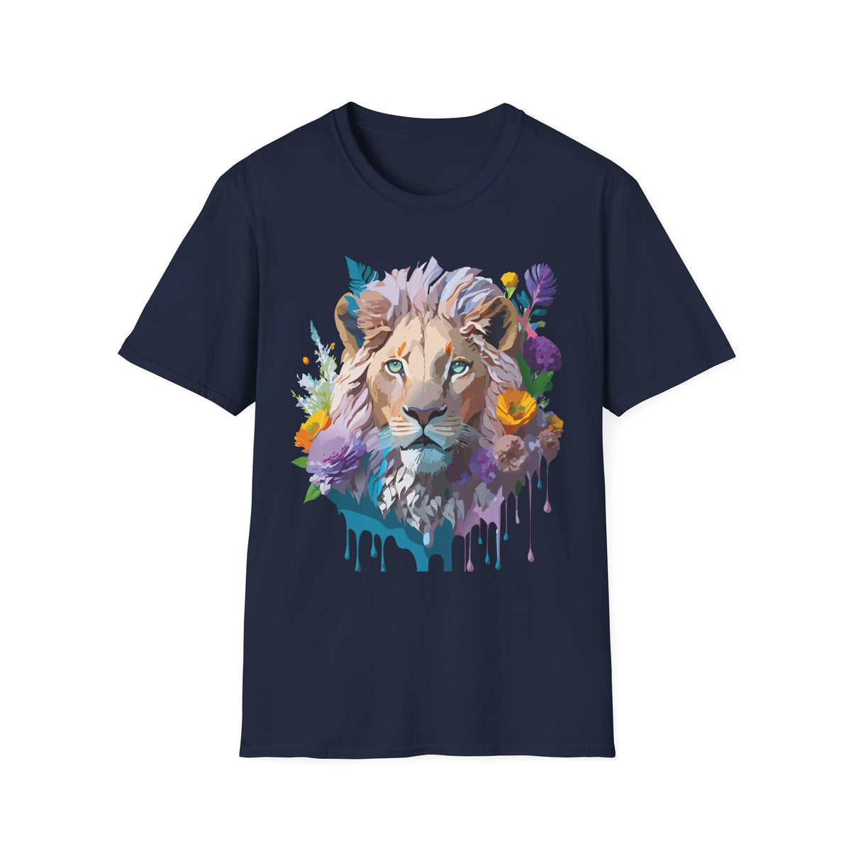 Watercolor Lion Face T-Shirt | Floral Safari Animal Tee