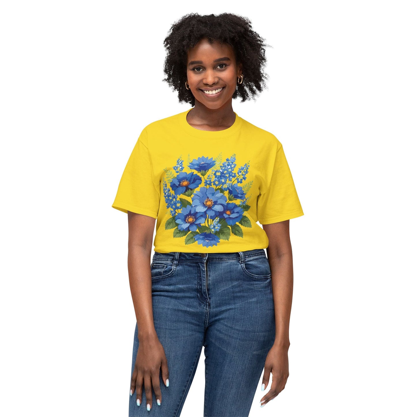 Unisex Floral Art T Shirt Cotton Tee With Vintage Flowers Art Print Breathable USA Made