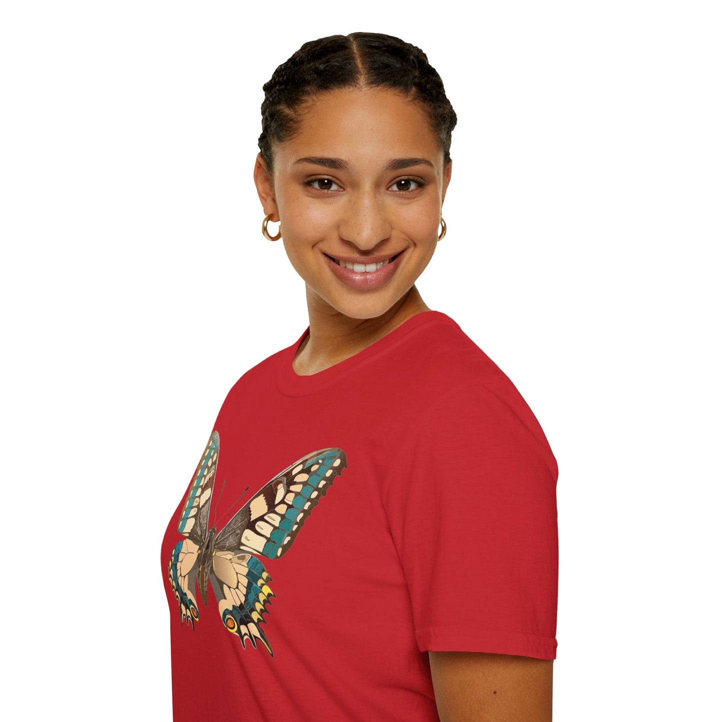 Unisex Butterfly T Shirt Softstyle 64000 Ring Spun Cotton Lightweight Tee Breathable Everyday Comfort