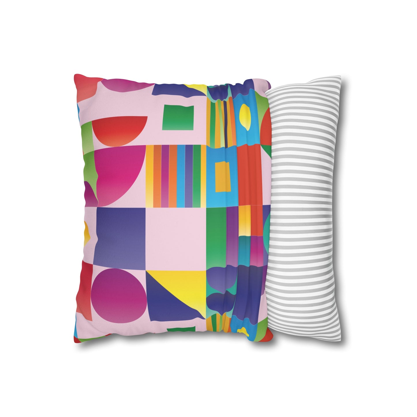 Faux Suede Pillowcase with Abstract print