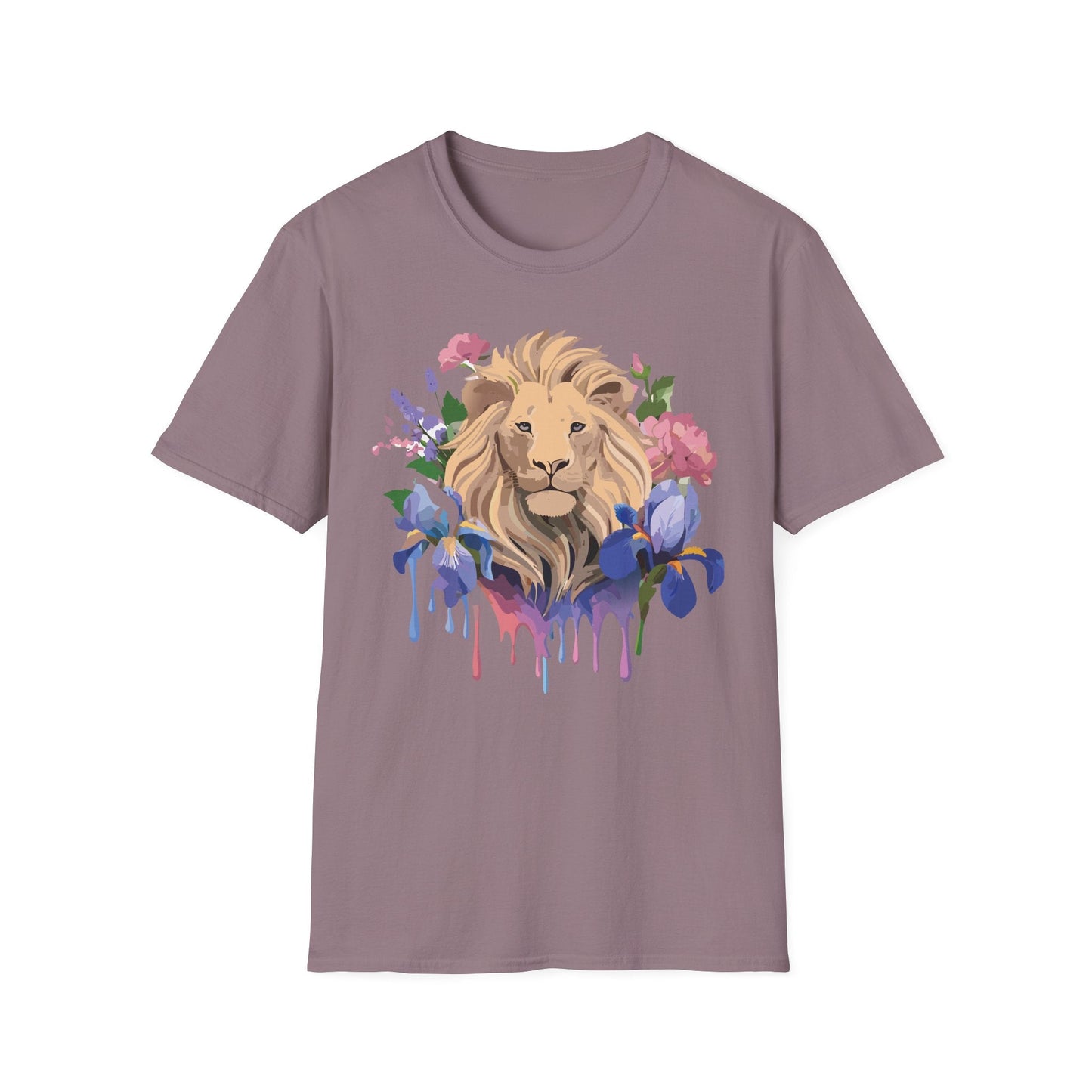 Unisex Softstyle Lion Shirt Floral Lion Tee Animal Print Graphic Tee