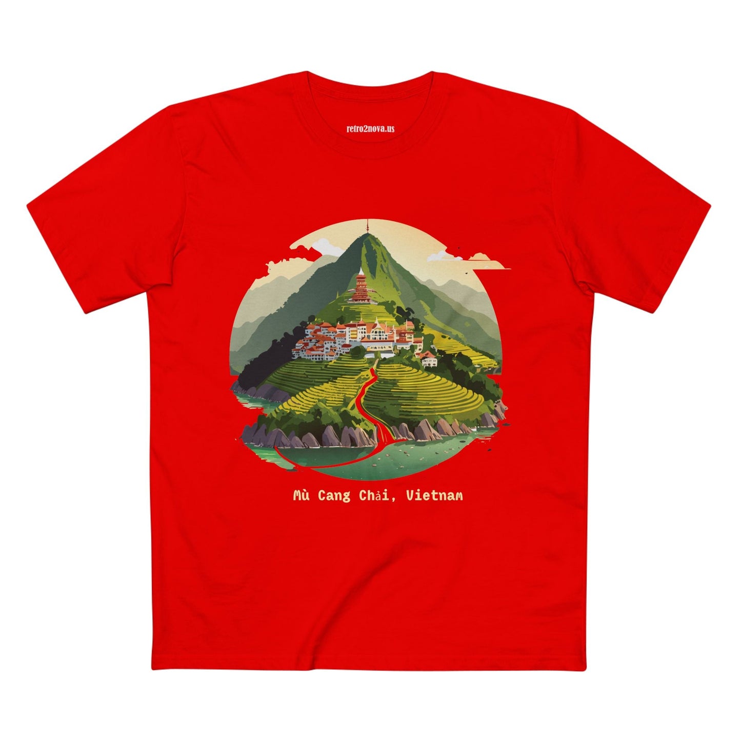 Retro2Nova Unisex Premium Cotton Staple Tee With Original Art Design Vietnam Travel Shirt