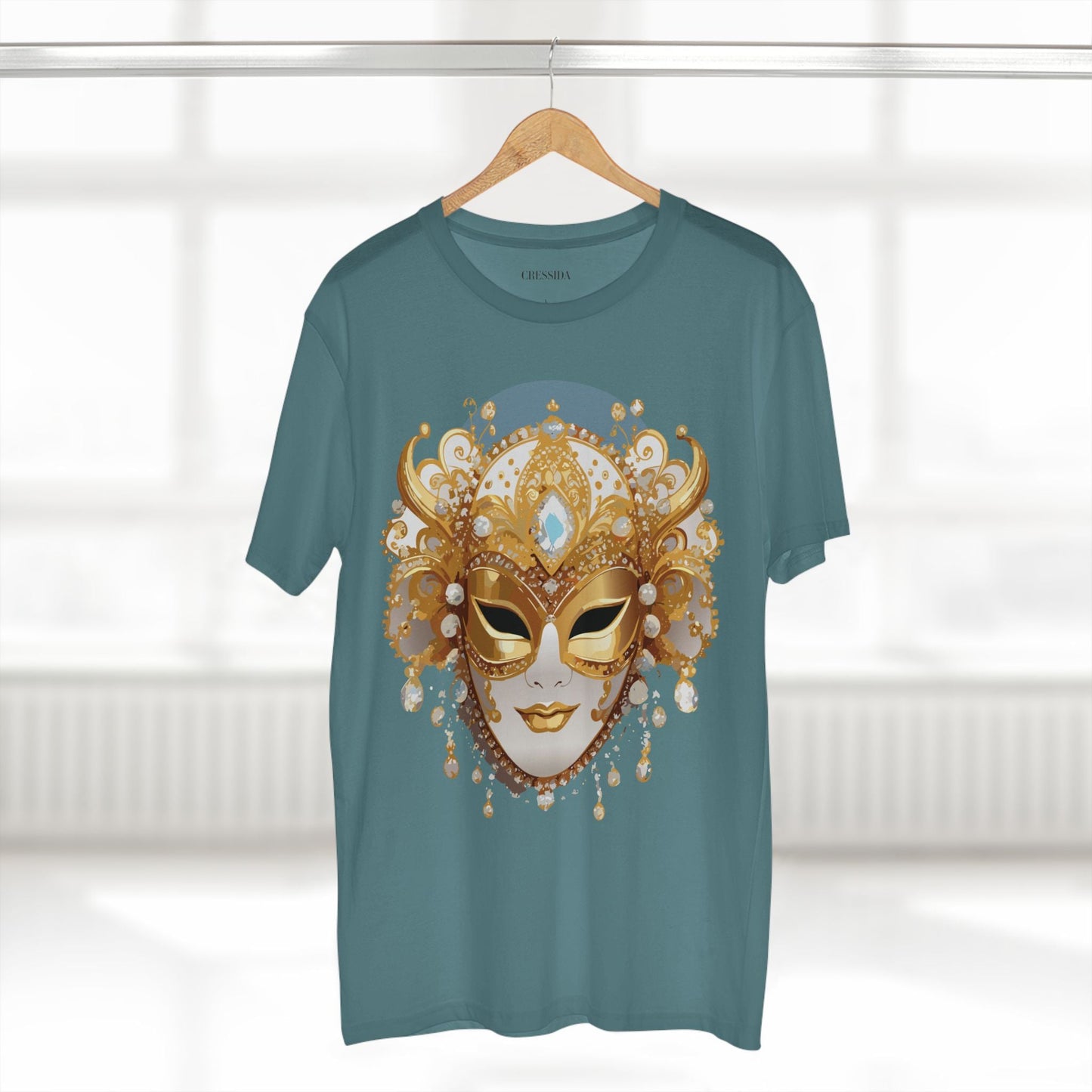 Carnival Mask Graphic T-Shirt Unisex 100 Cotton With Antique Gold Art Design Tee 17