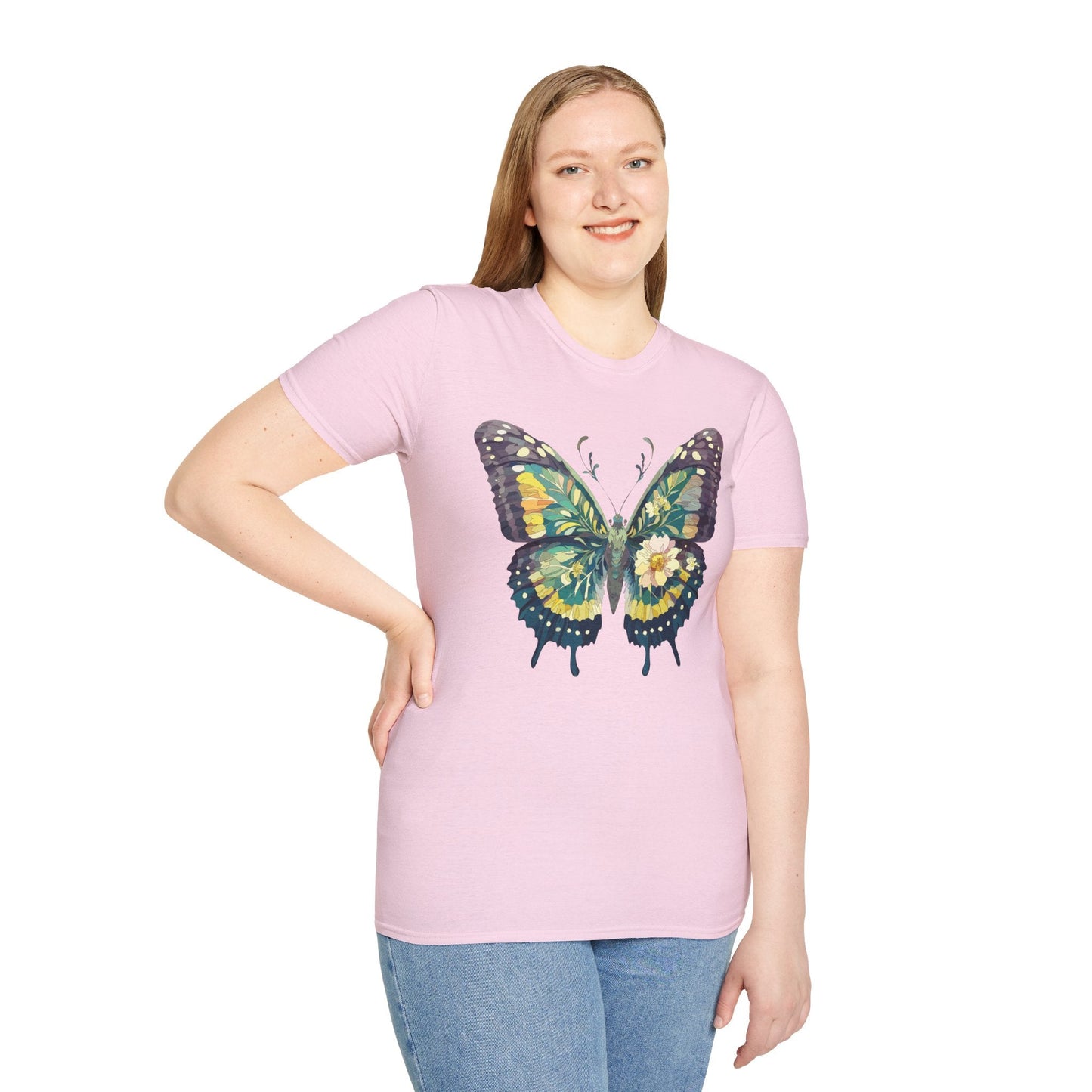 Butterfly Shirt Unisex Monarch Print T Shirt Gildan Softstyle 64000 Lightweight Tee