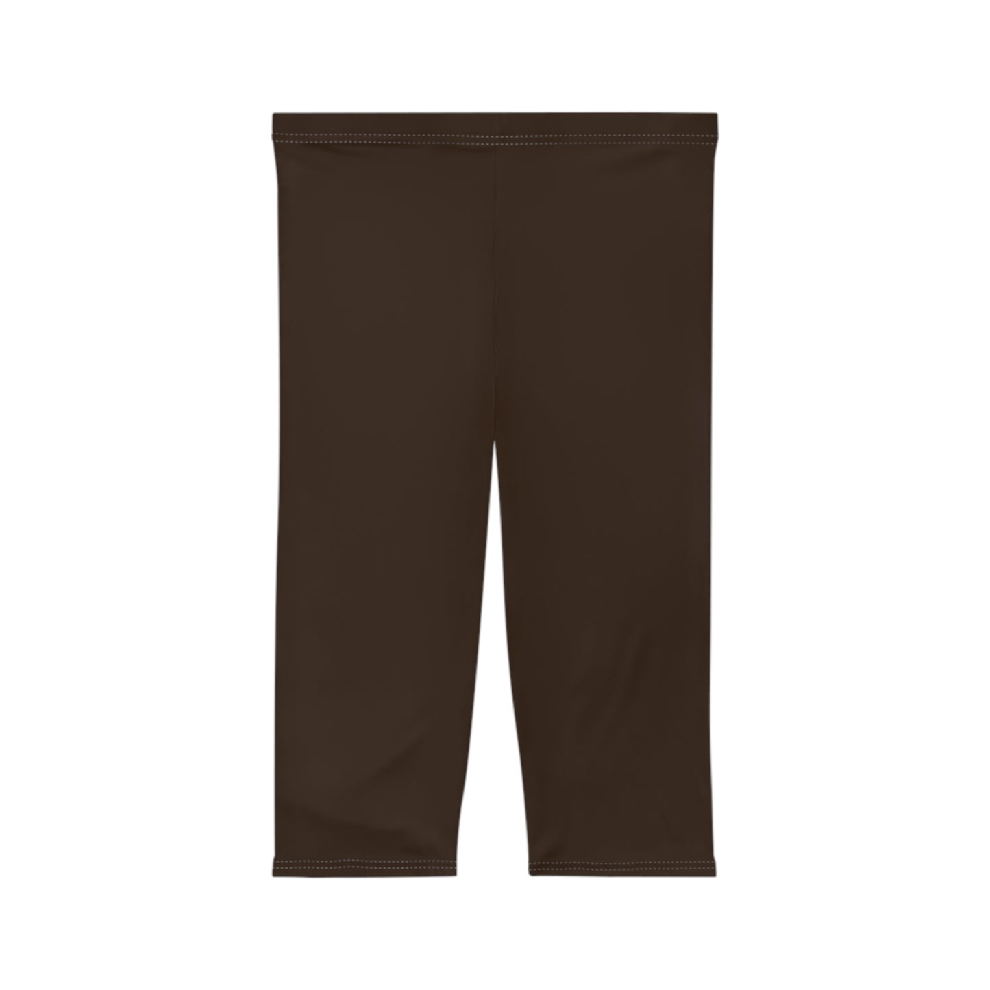 Dark Coffee Color Women's Brushed Suede Poly Span Casual Capri Leggings XS-2XL