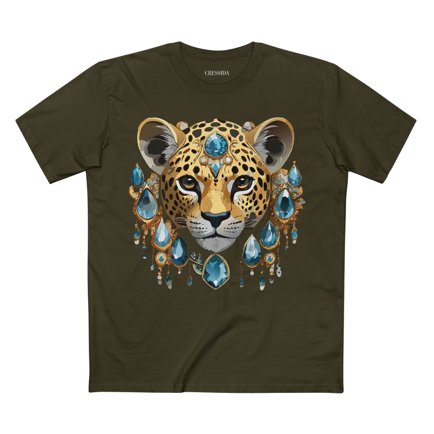 Cheetah Graphic Unisex 100 Cotton Tee With Unique Animal Golden Medallion Art Design 48