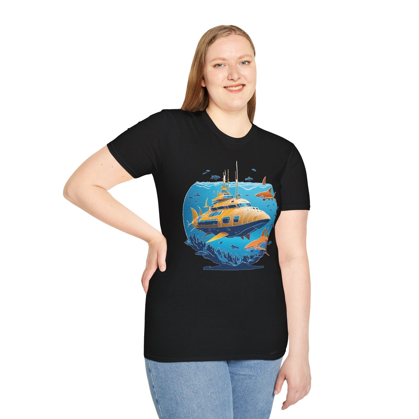 Ocean T Shirt Unisex Gildan Softstyle 64000 100 Percent Cotton Ring Spun U Boat Design Graphic