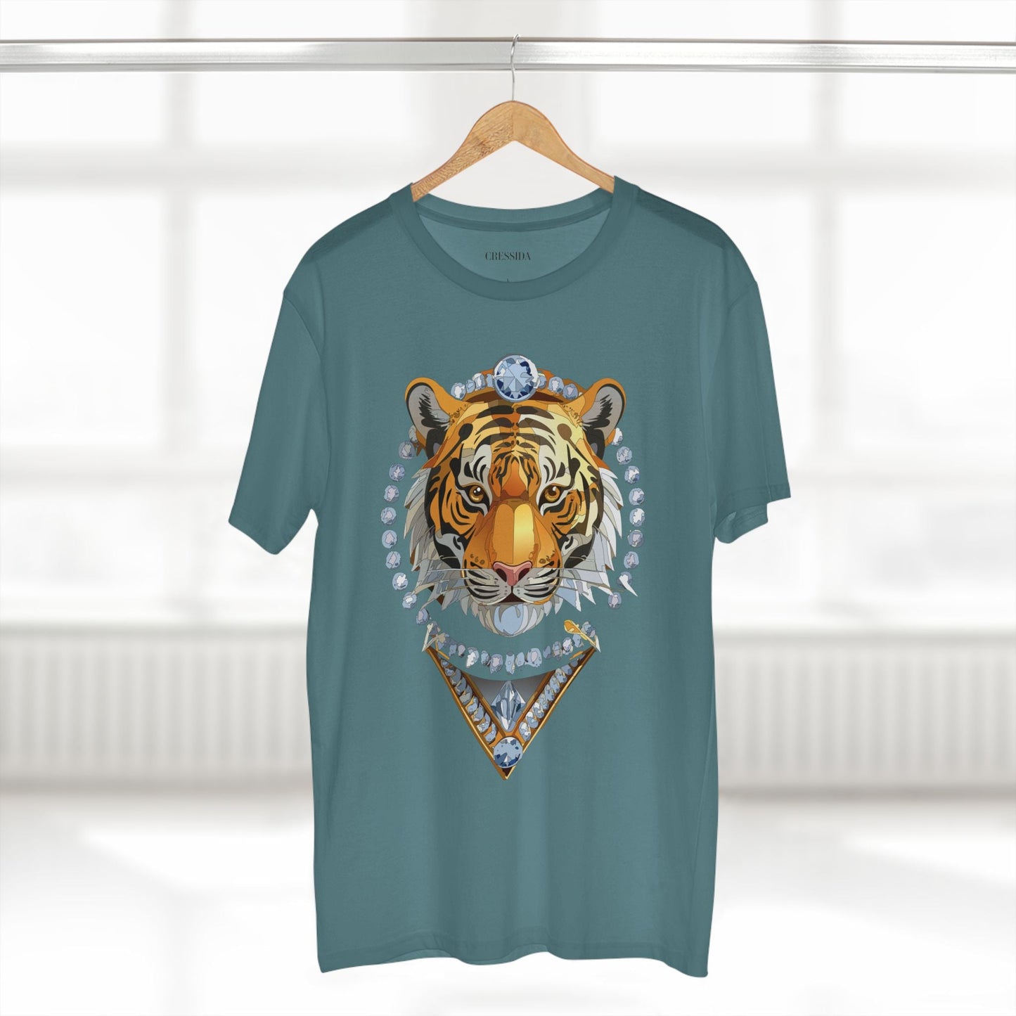 Tiger Graphic Unisex 100 Cotton Tee With Unique Animal Golden Medallion Art Design 5