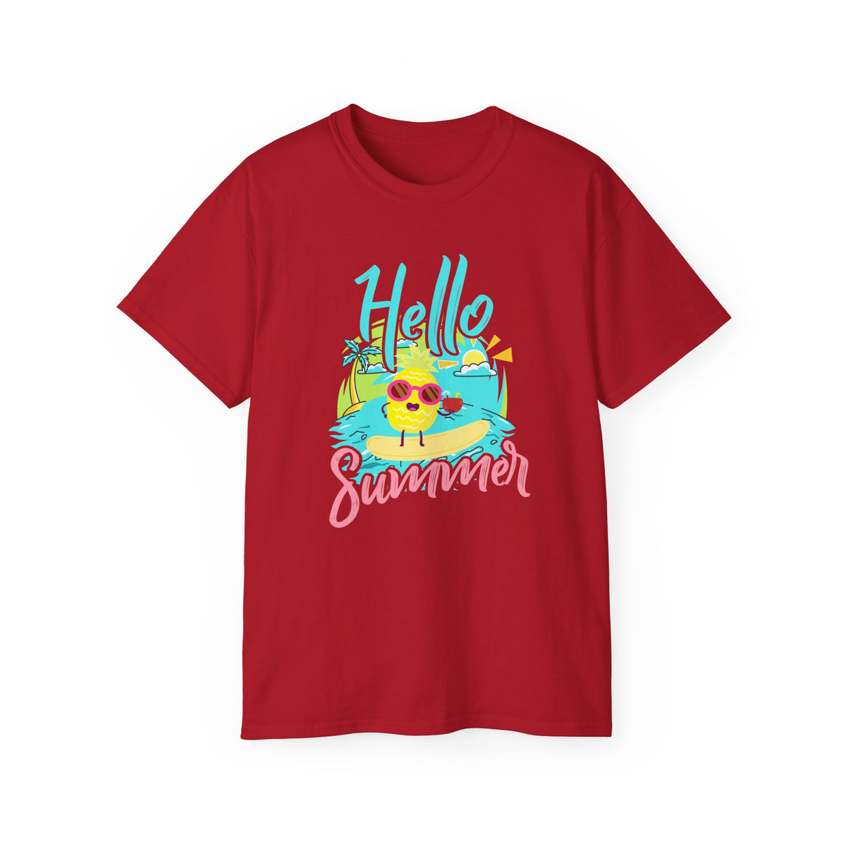 Hello Summer chick graphic Tee | Summer beach sun illustration
