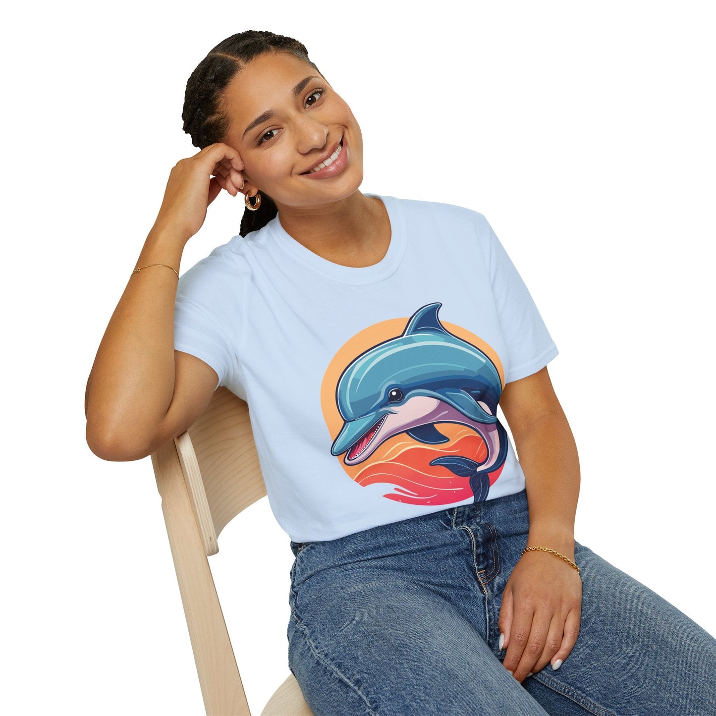 Unisex Dolphin Shirt Gildan Softstyle 64000 Tee 100 Percent Ring Spun Cotton Breathable Comfort