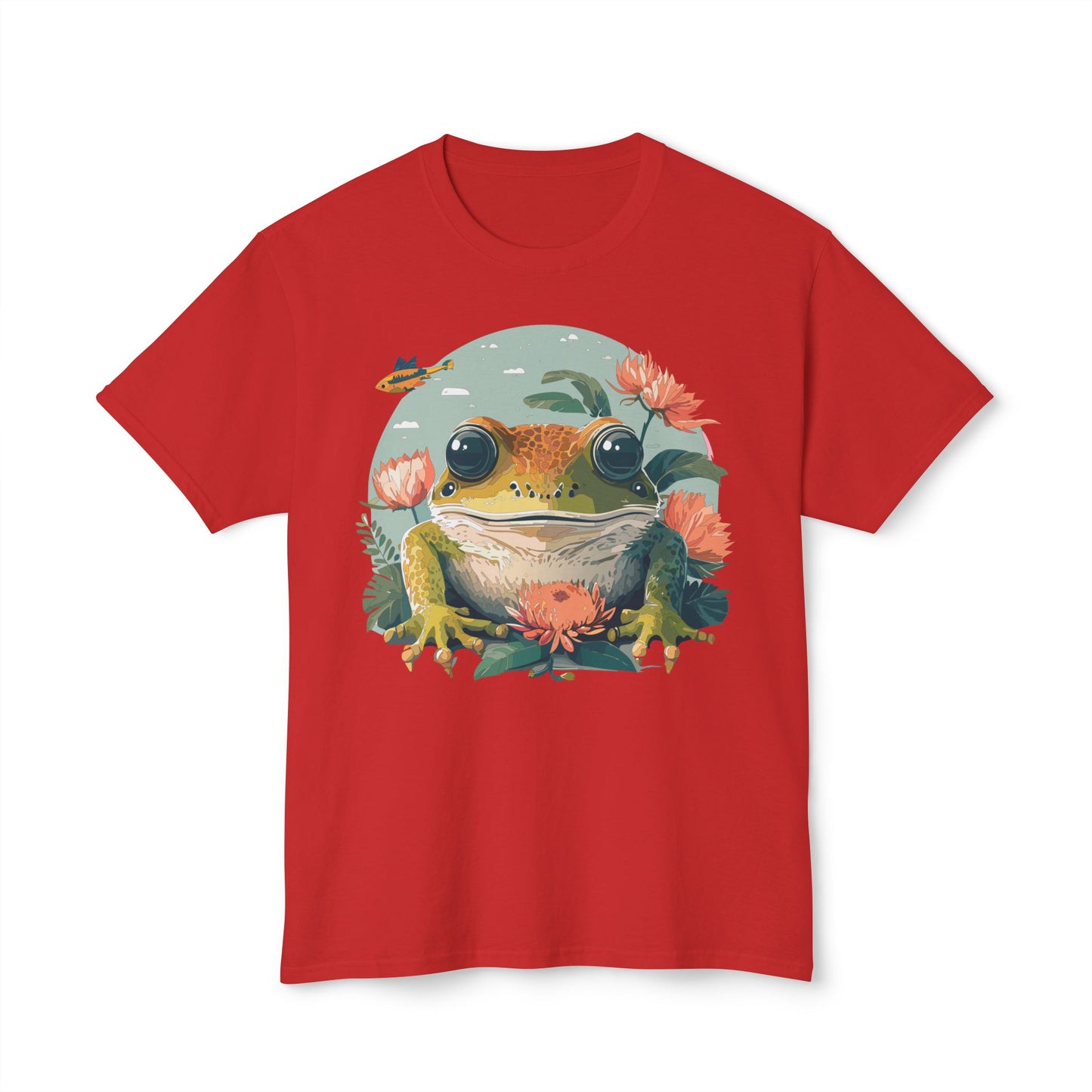 Frog T-Shirt, Vintage Frog Tee, Floral Tees, Frog Art Design Shirt, Tee Shirt with Frog 1