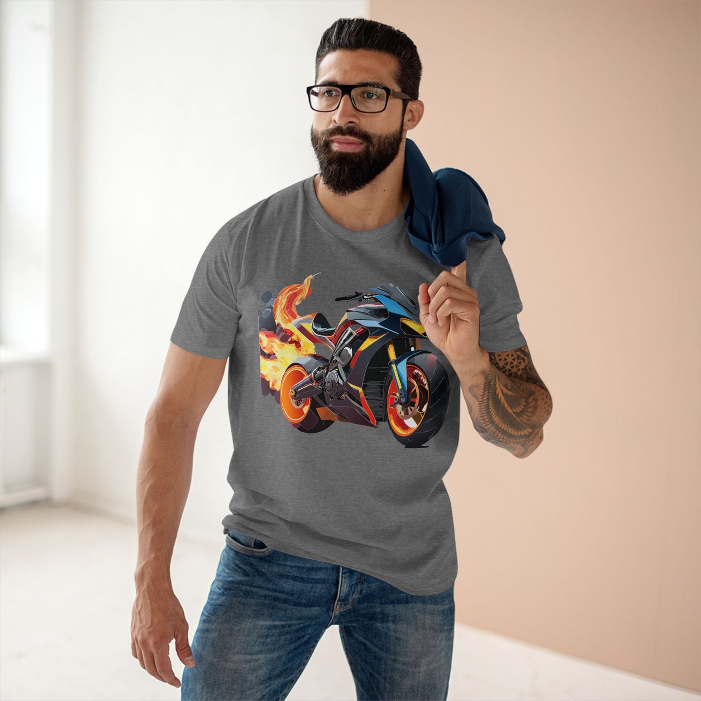 Moto Bike Graphic Unisex 100 Cotton Staple Tee 20