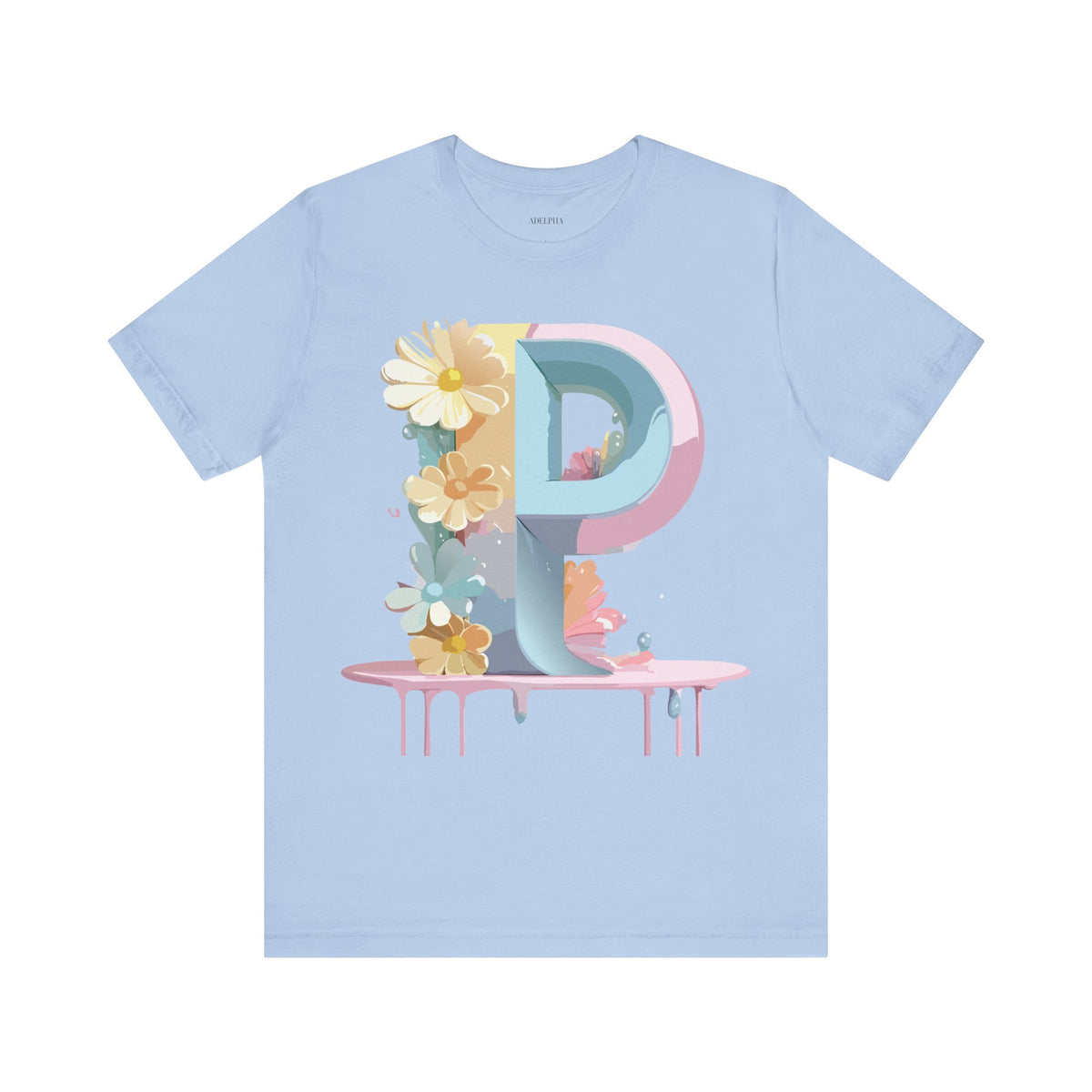 Letter P Graphic Unisex Cotton Bella+Canvas Tee with Art Letter Design