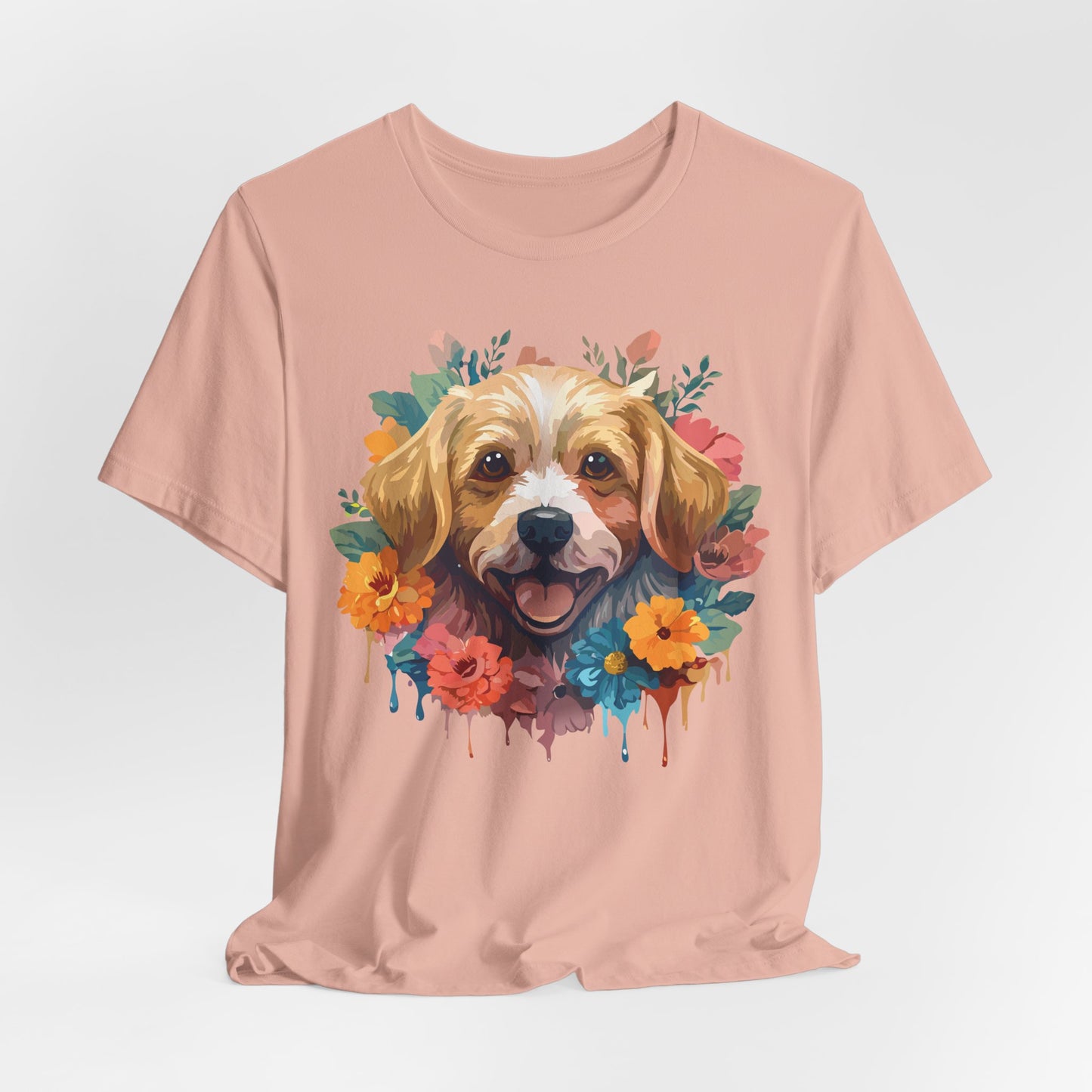 Floral Dog Tee, Animal Shirt, Dog Shirt, Floral Tee, Flower T-shirt, T-Shirt with Animal, Summer Top with Art Design