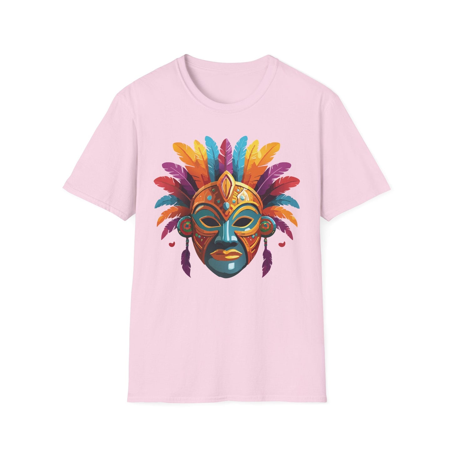 Unisex Gildan Mask T Shirt Softstyle 64000 With Art Design Lightweight Cotton Tee