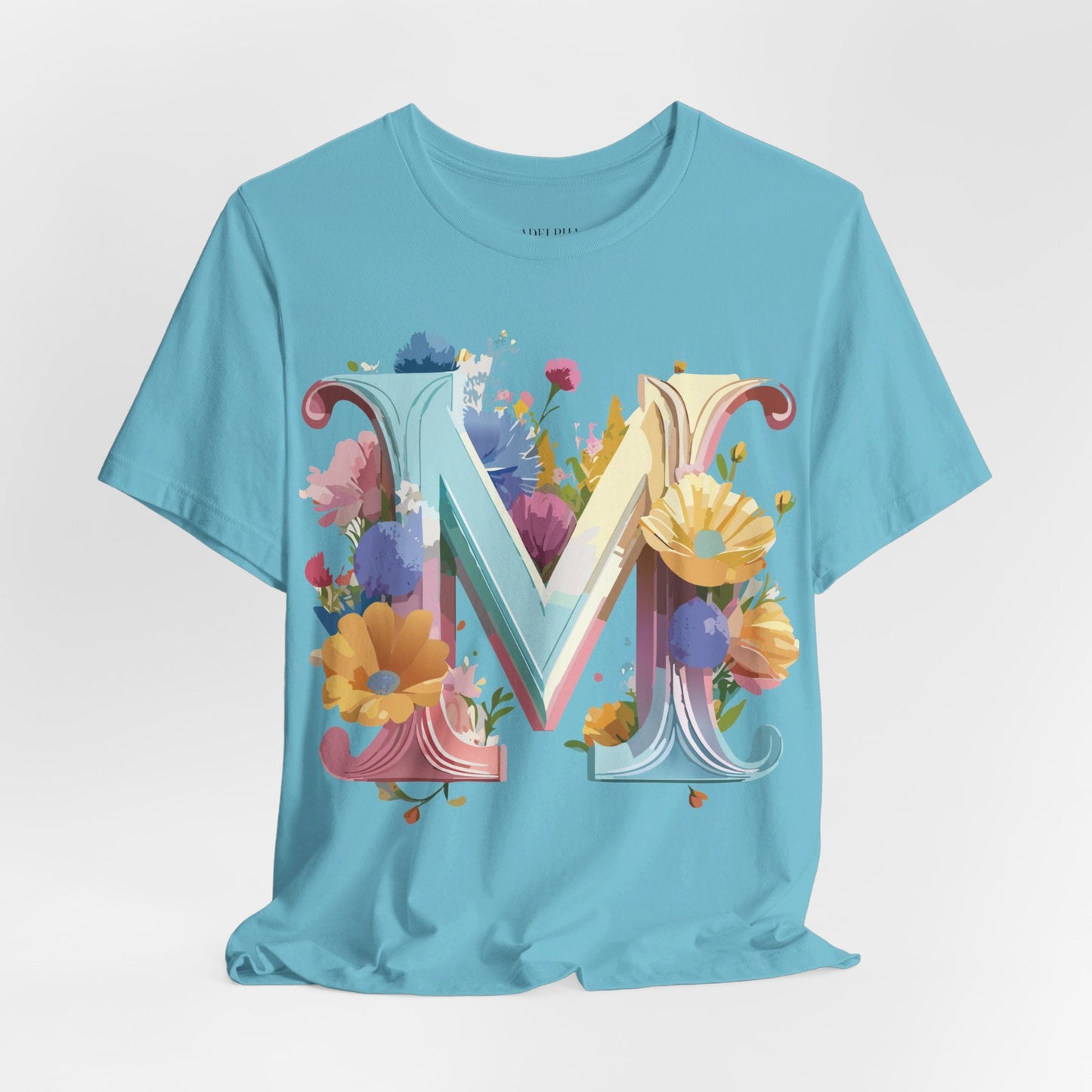 Letter M Shirt Unisex Graphic Tee Adelpha Vintage Inspired Art Design Short Sleeve