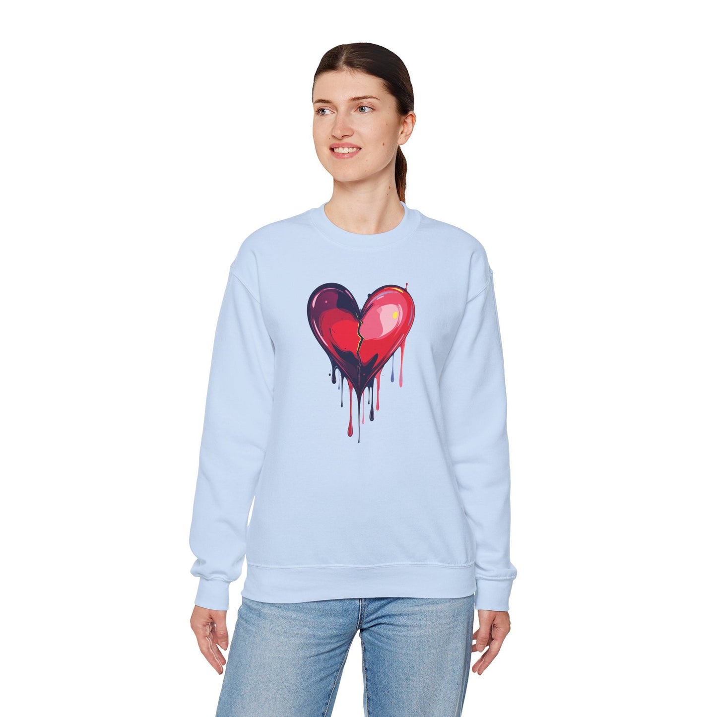Red Heart Floral Sweatshirt Unisex Heavy Blend Crewneck Valentines Day Love Sweatshirt