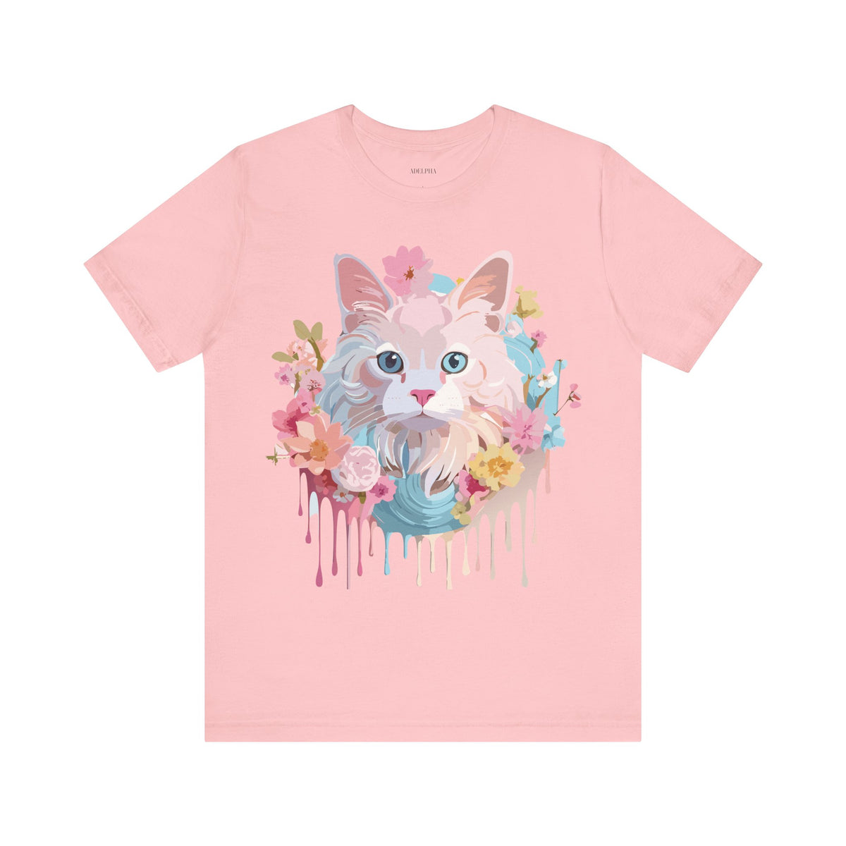Cat Graphic Unisex Cotton Bella+Canvas Tee with Art Animal Design e206
