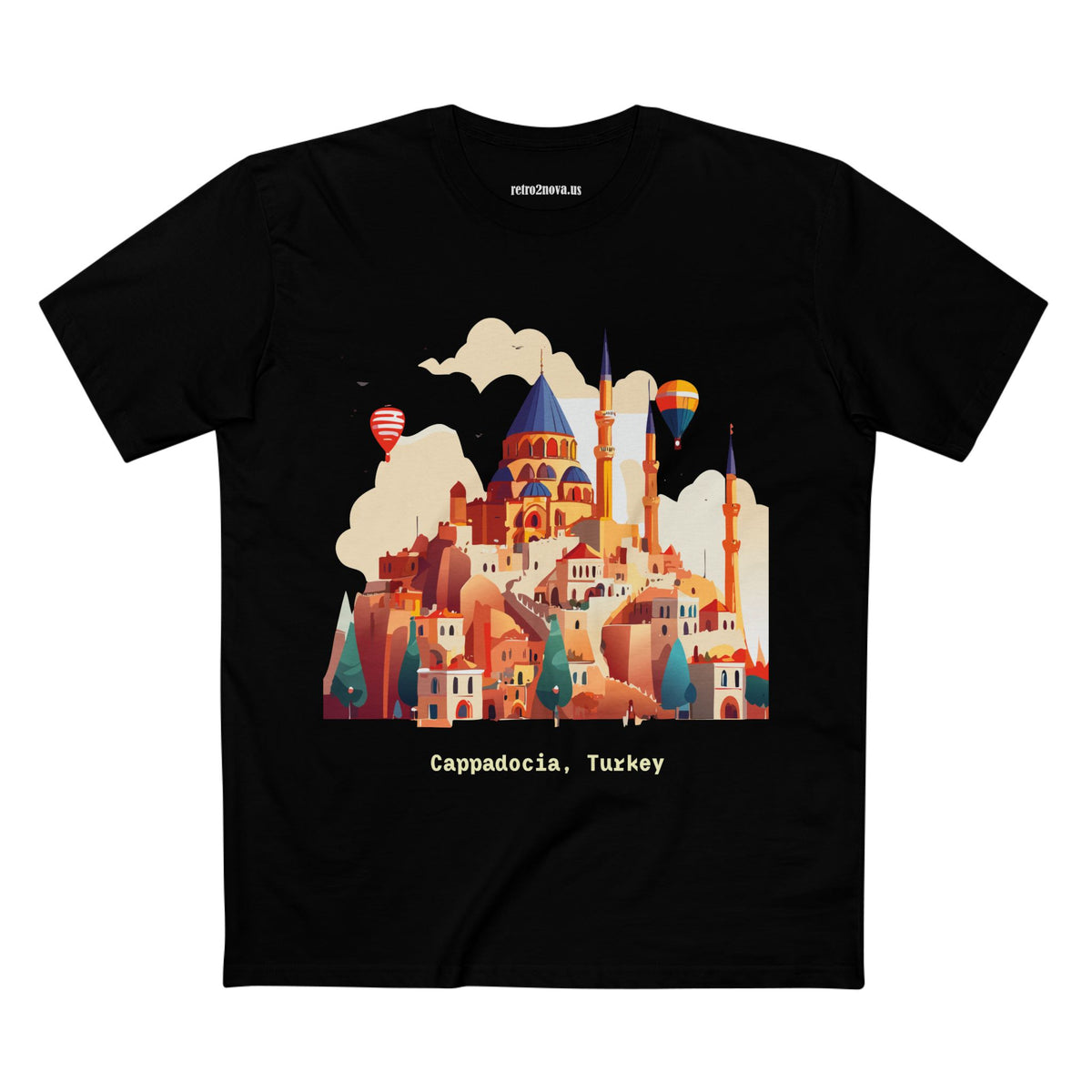 Cappadocia Turkey Illustration T-Shirt | Hot Air Balloons, Skyline