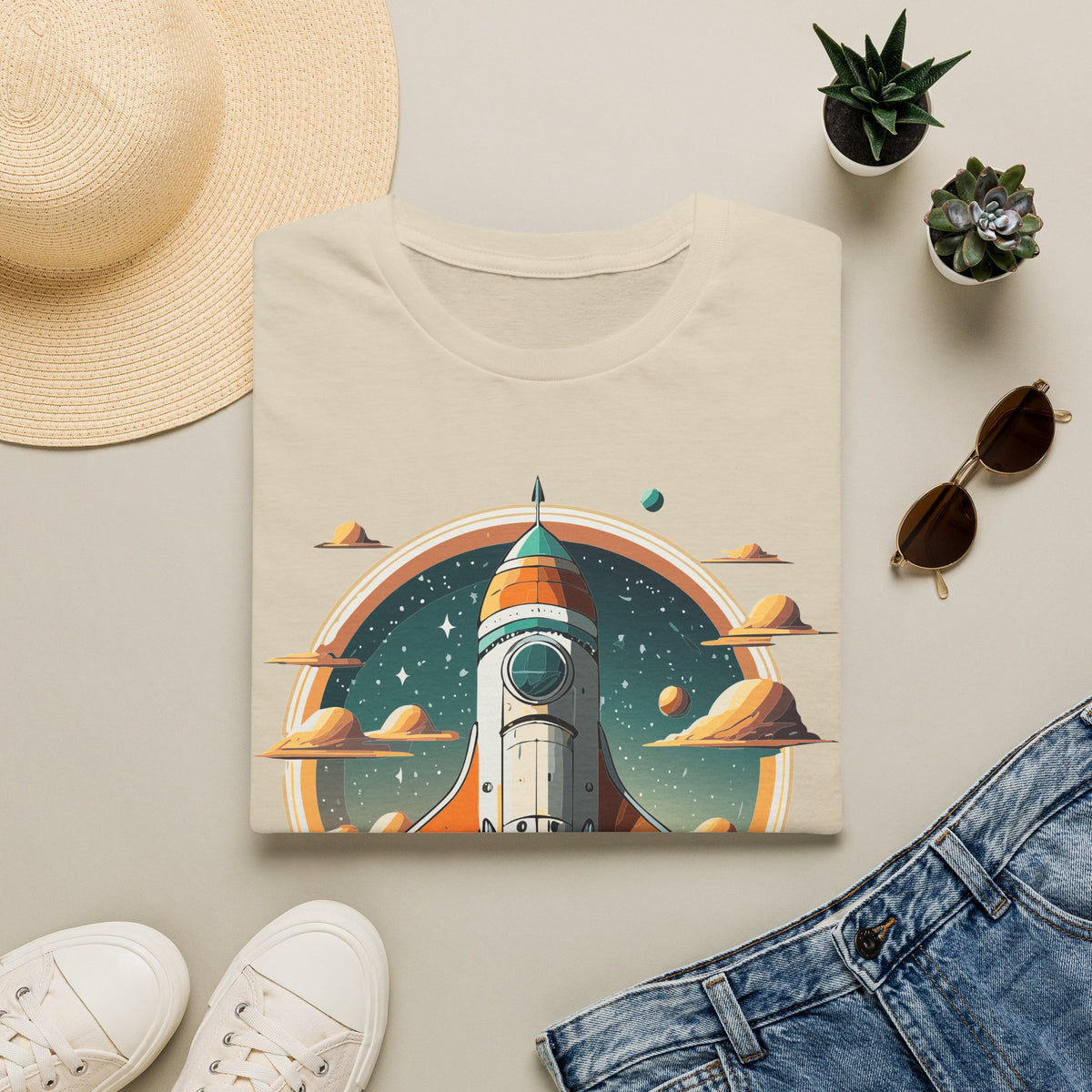 Retro Rocket Launch T-Shirt | Space Shuttle Graphic Design Unisex 100 Cotton Gildan T-Shirt